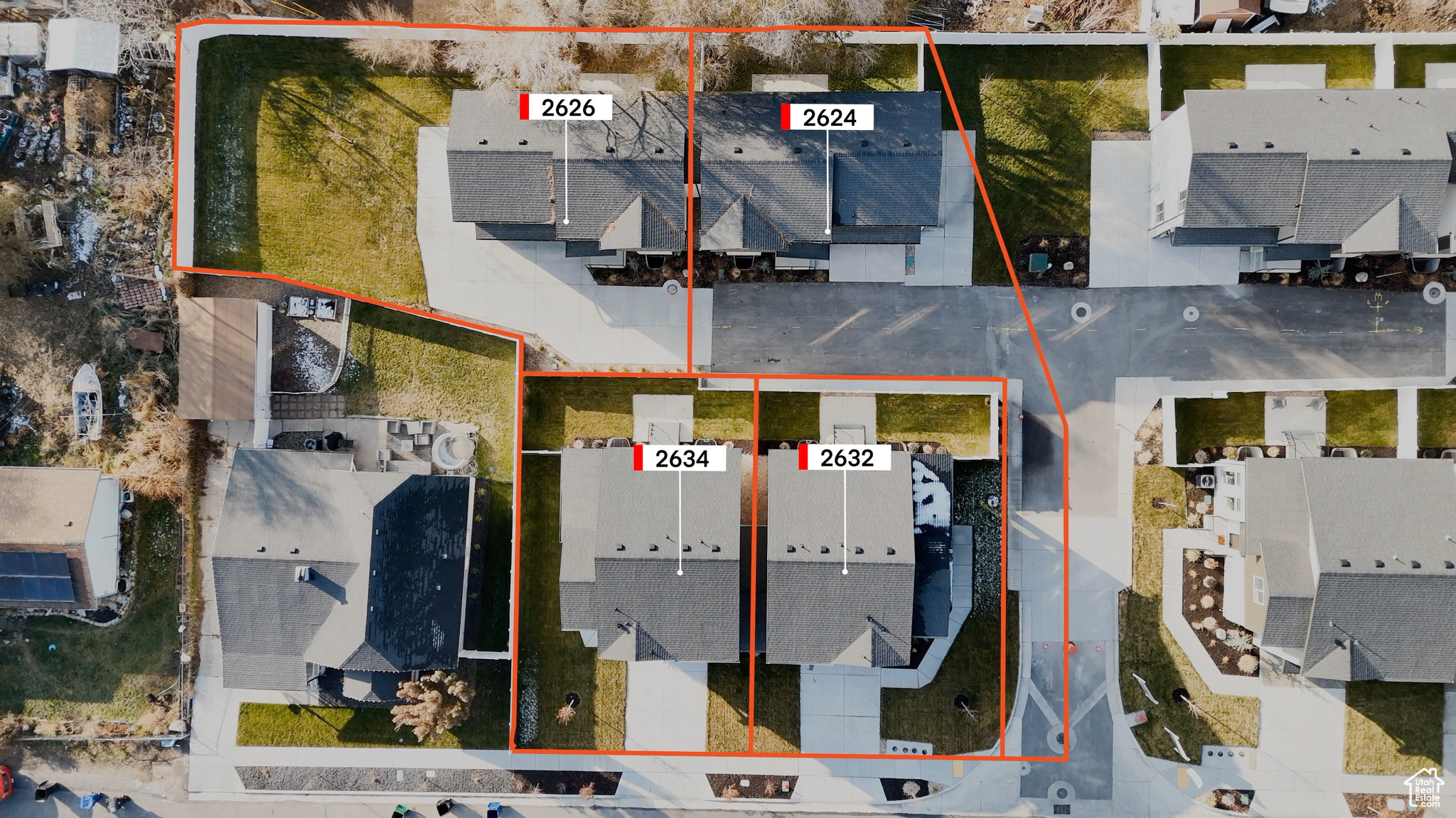 Plat map of all 4 lots/homes