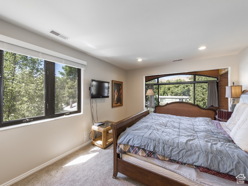 Bedroom featuring carpet