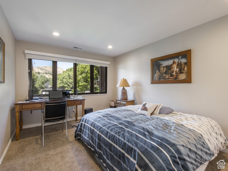 Bedroom featuring carpet