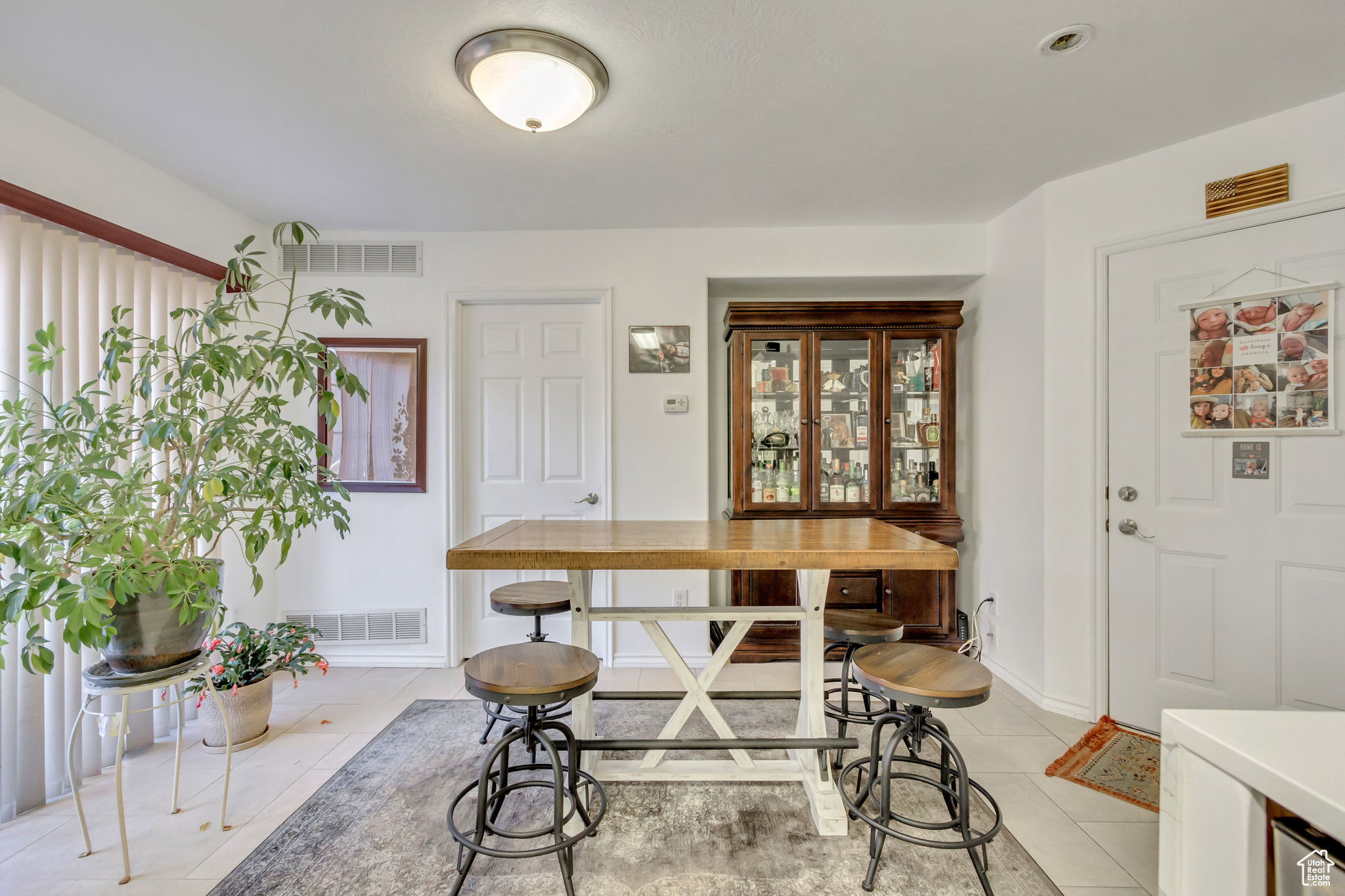 View of tiled dining space