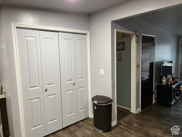 Interior space featuring dark hardwood / wood-style flooring