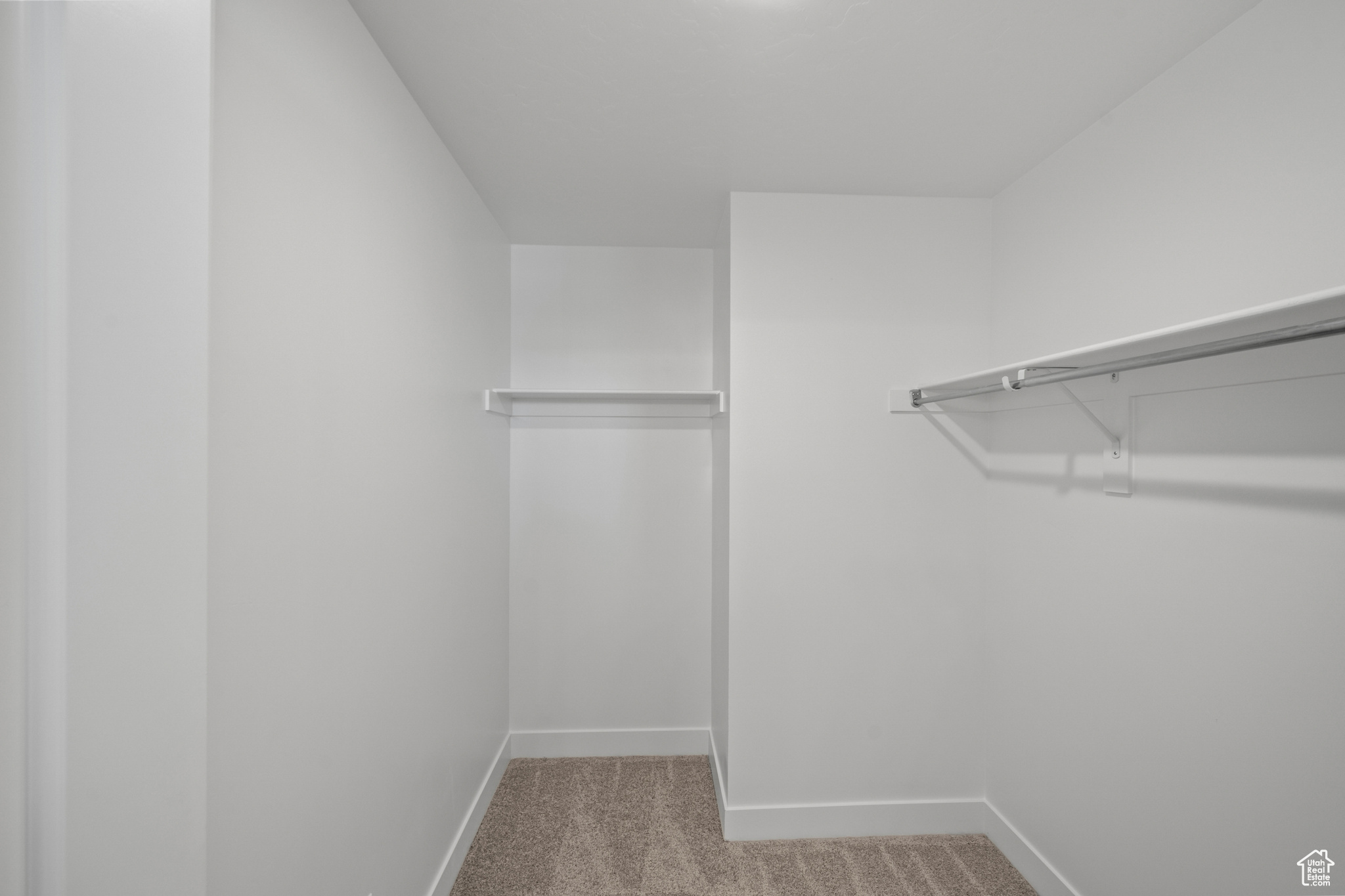 Walk in closet with light carpet