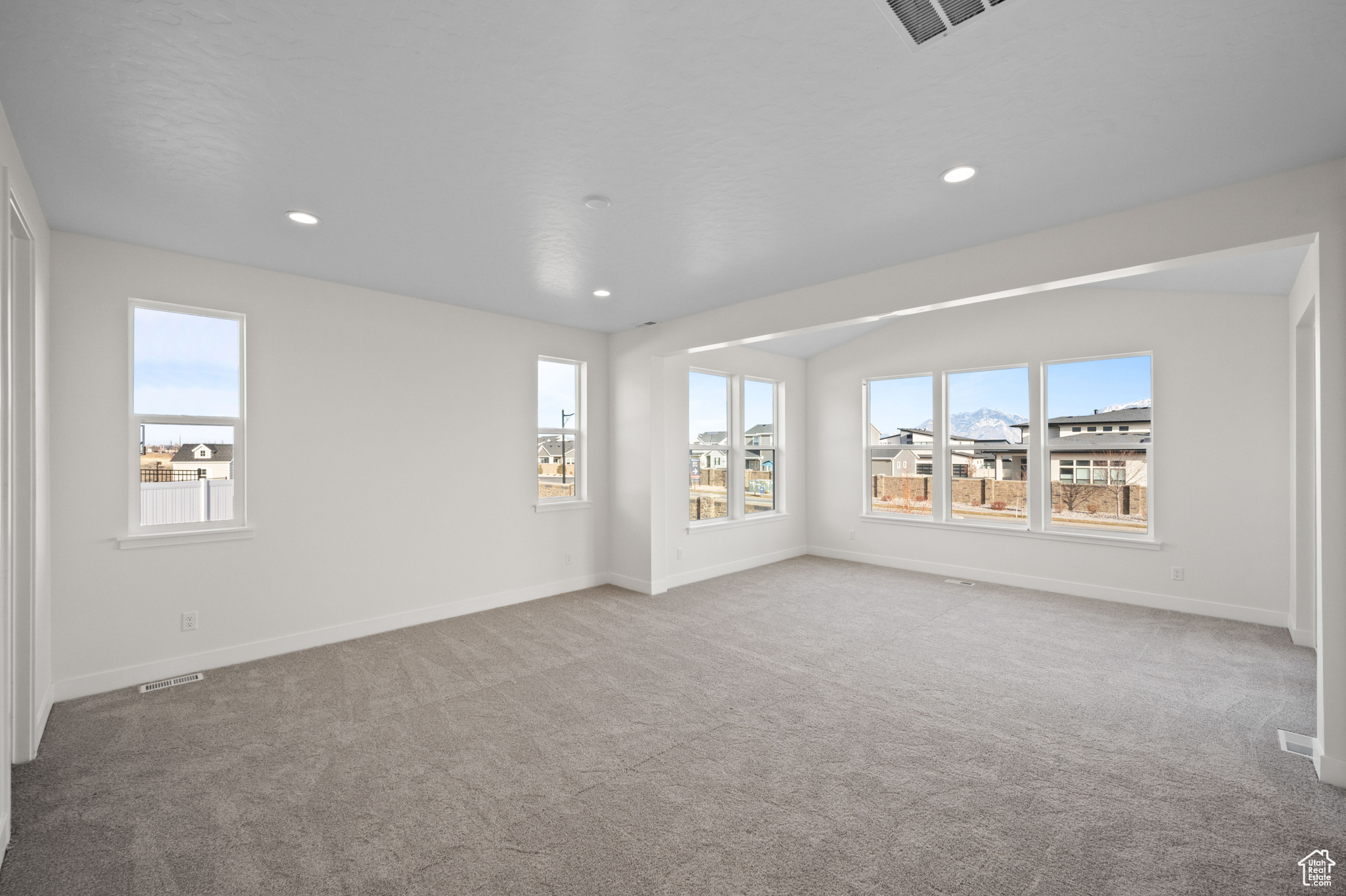 Carpeted spare room with a wealth of natural light