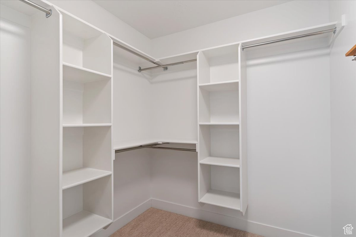 Spacious closet with carpet floors