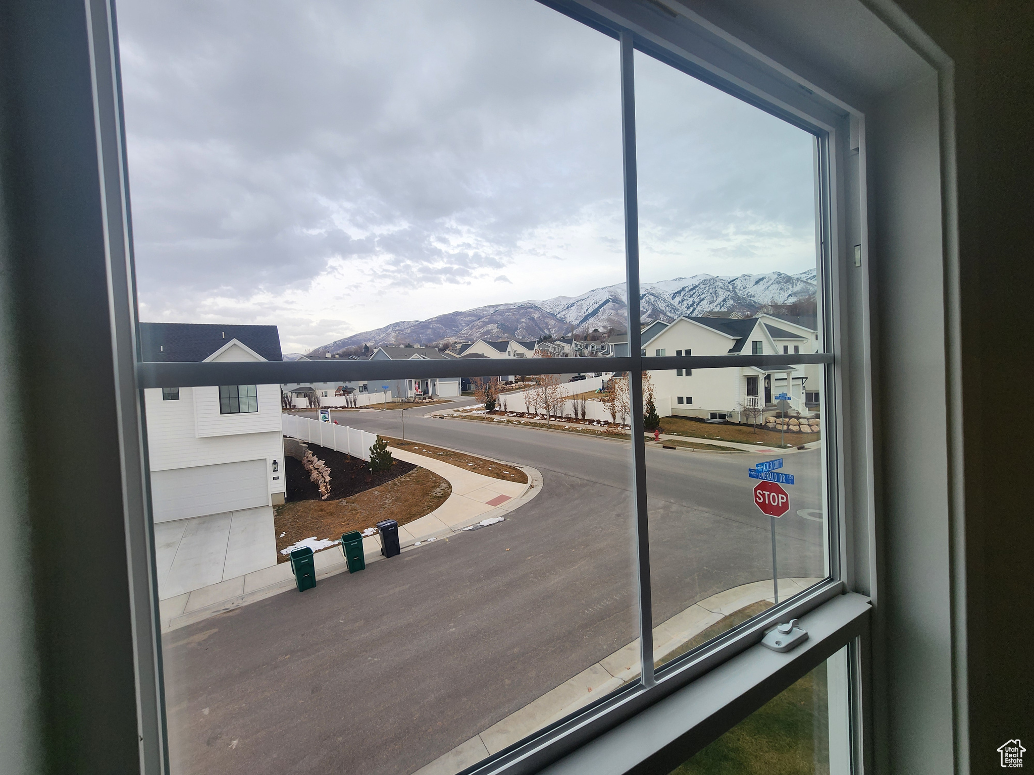 Interior space featuring a mountain view