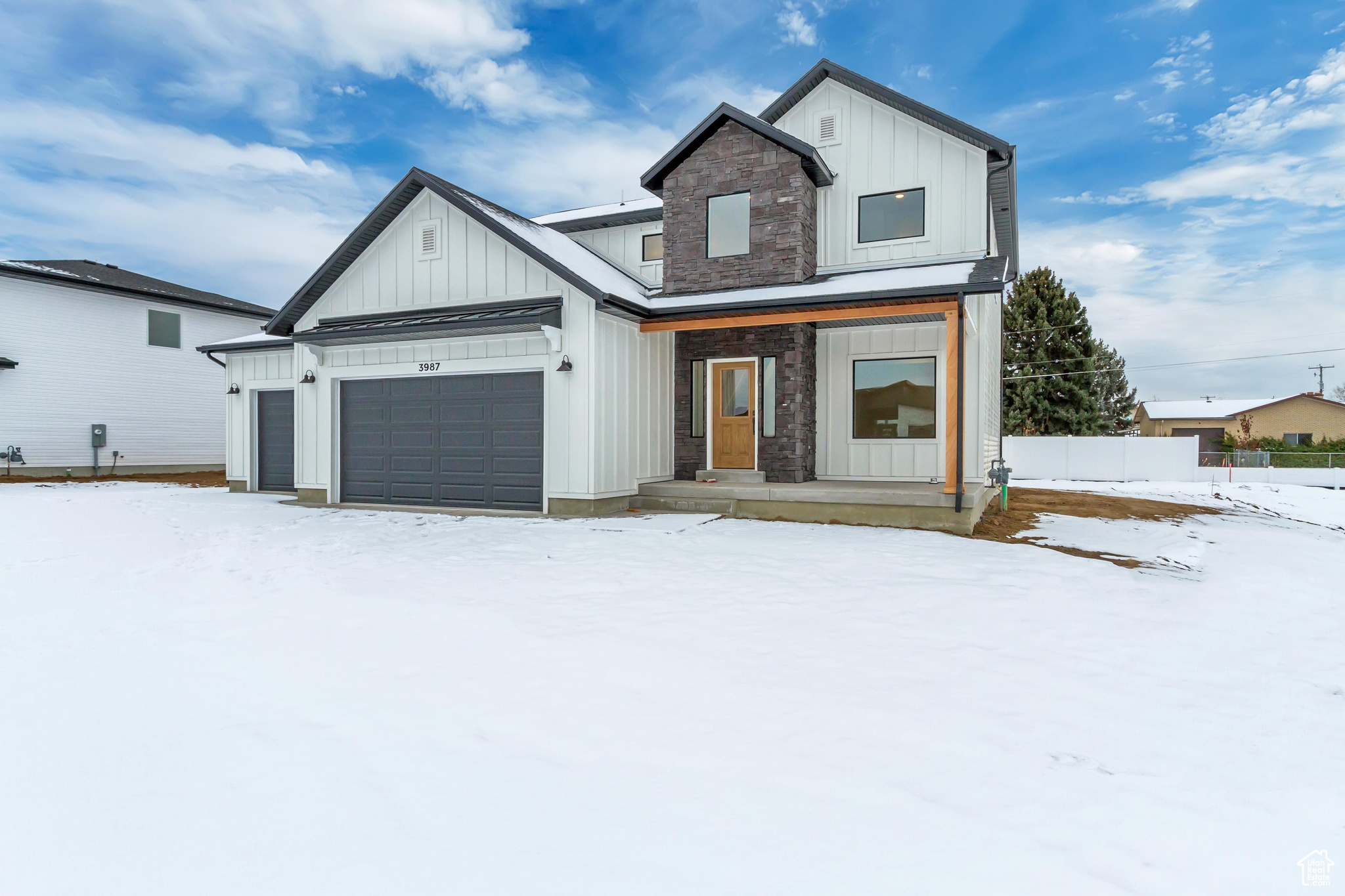 Modern farmhouse with a garage