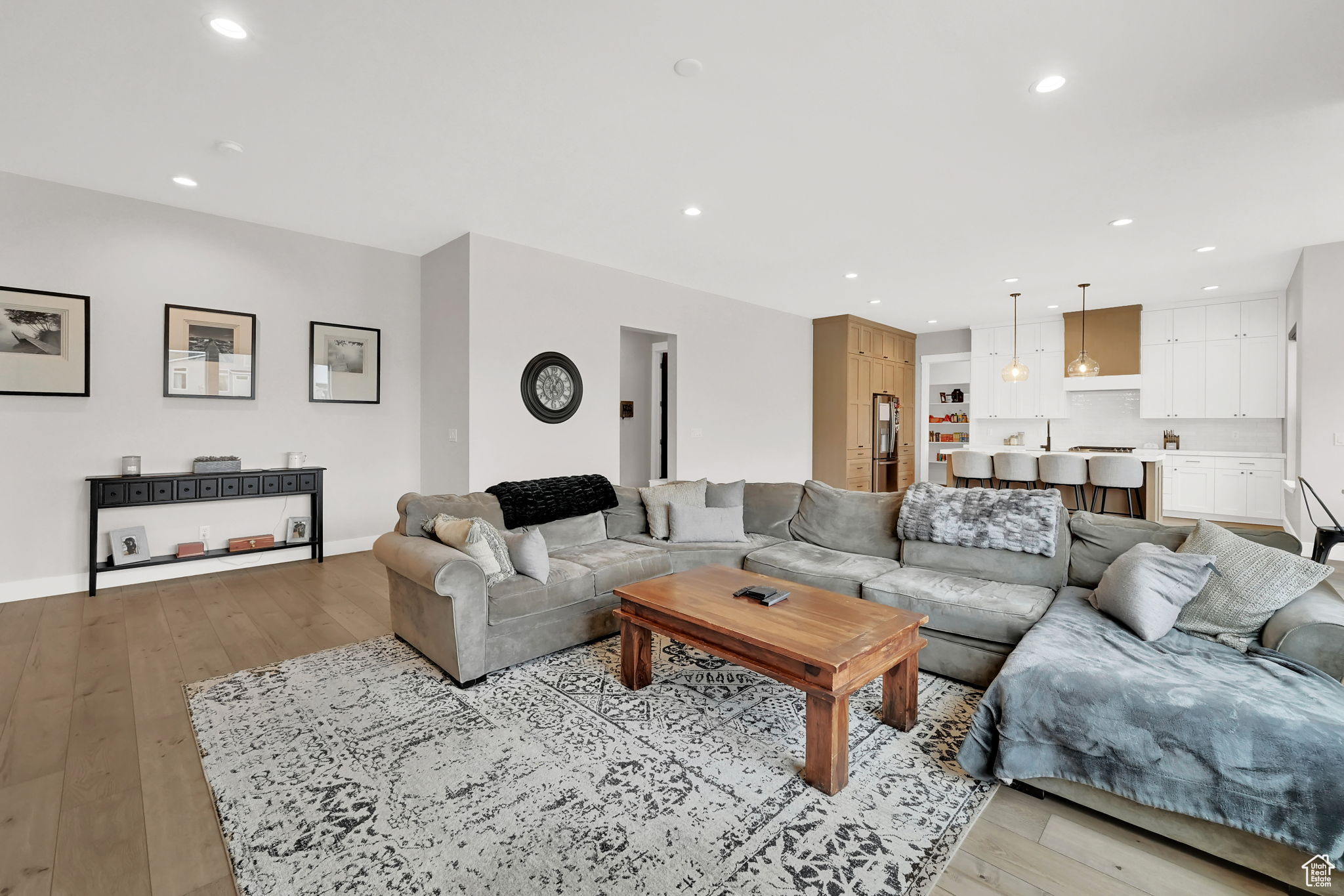 Living room featuring light hardwood / wood-style flooring