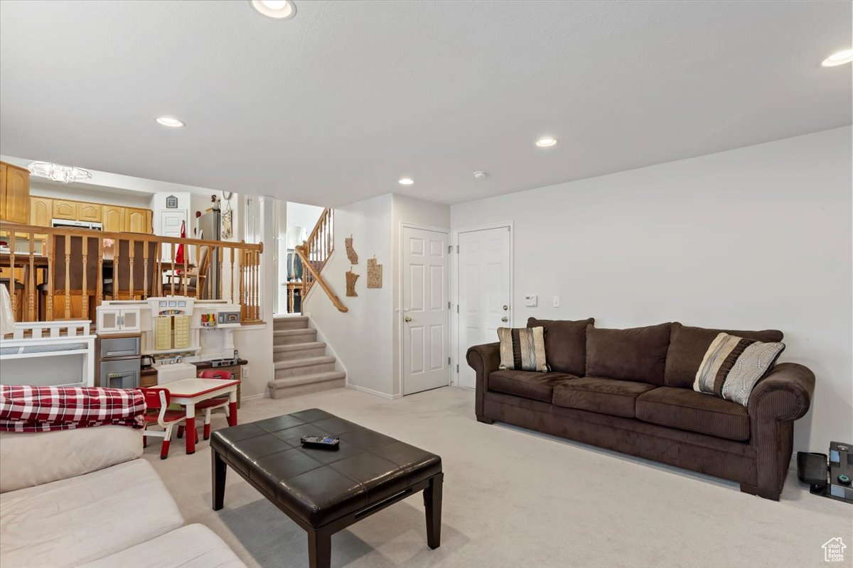 View of carpeted living room