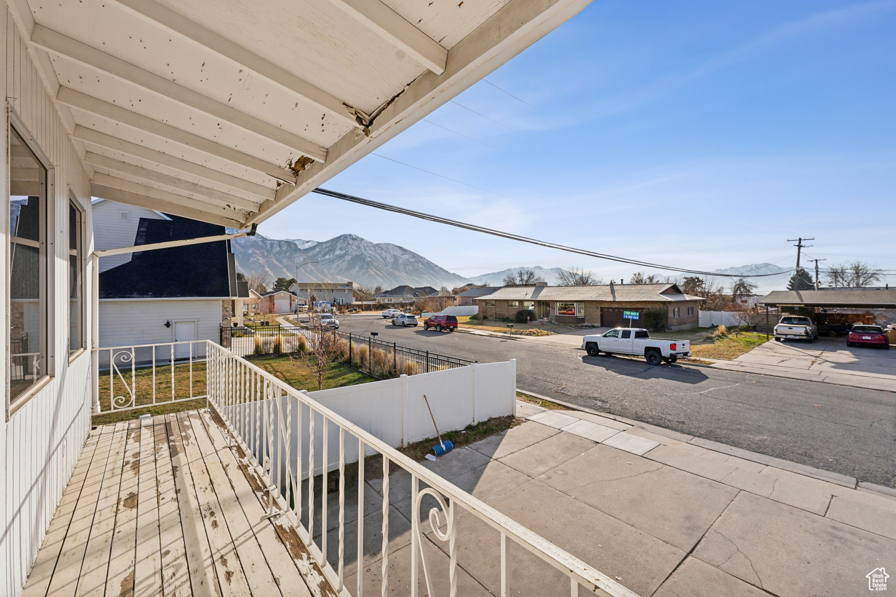 Balcony with a mountain view