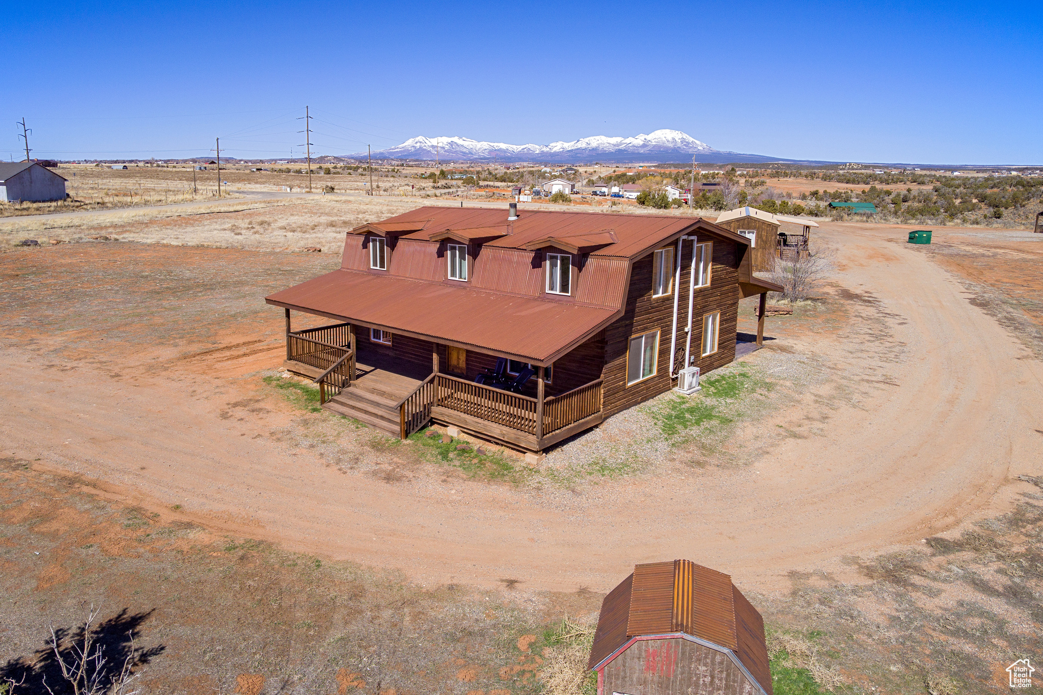 Exterior space with a mountain view and a porch