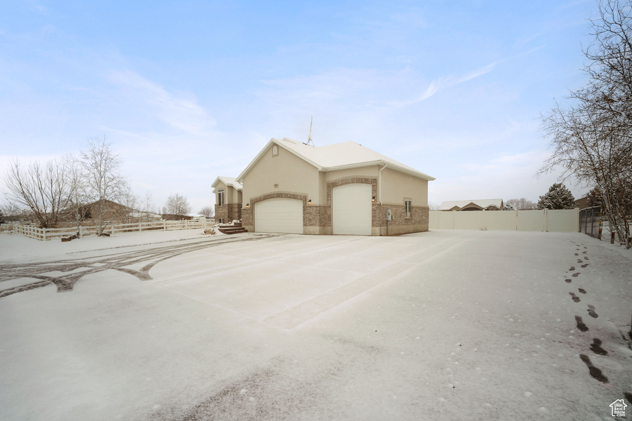 View of home's exterior with a garage