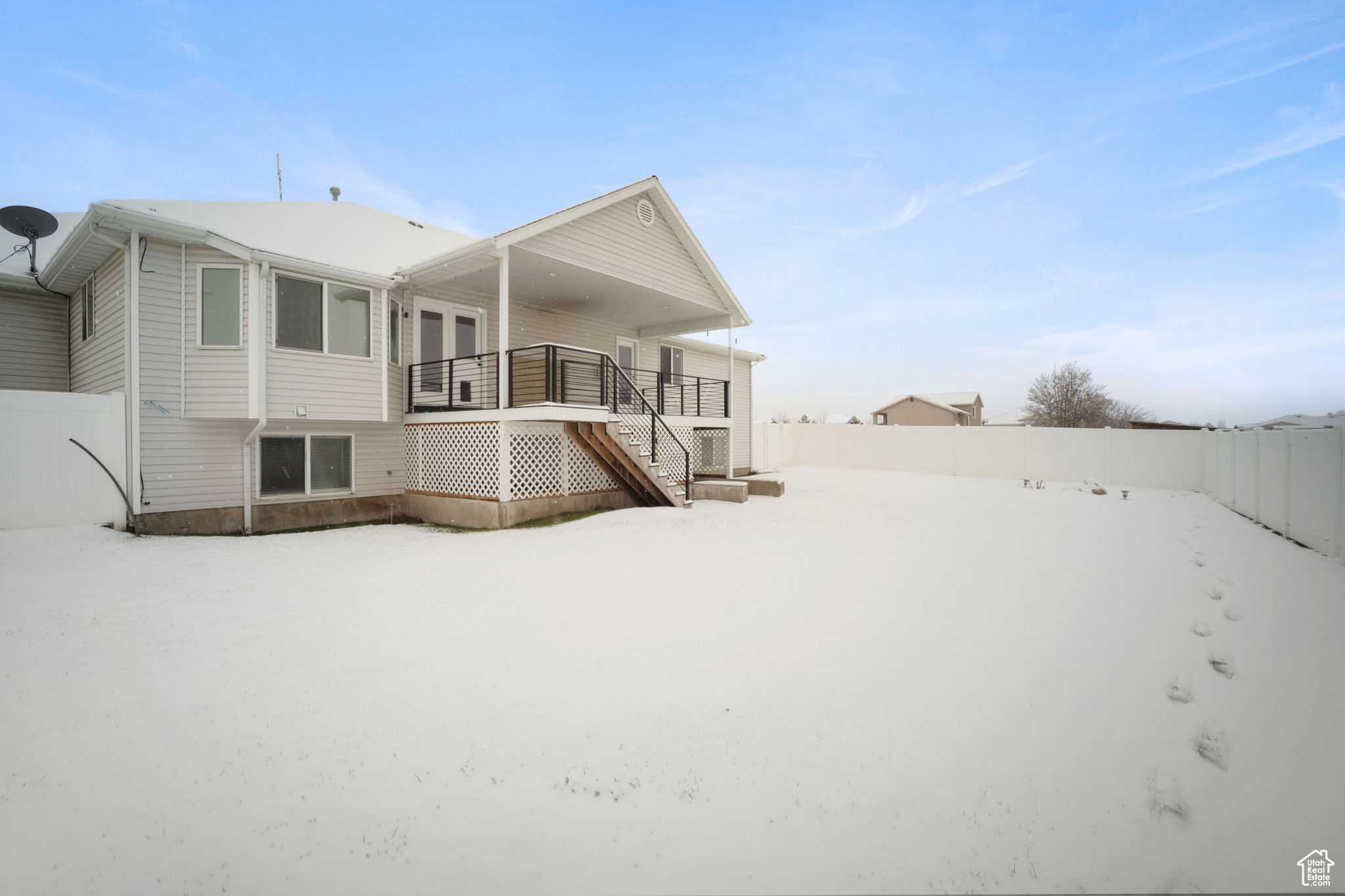 View of snow covered property