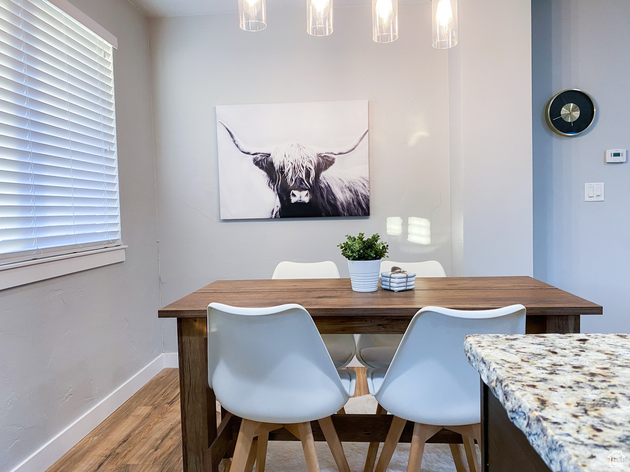 Upstairs Dining room featuring light wood-type flooring