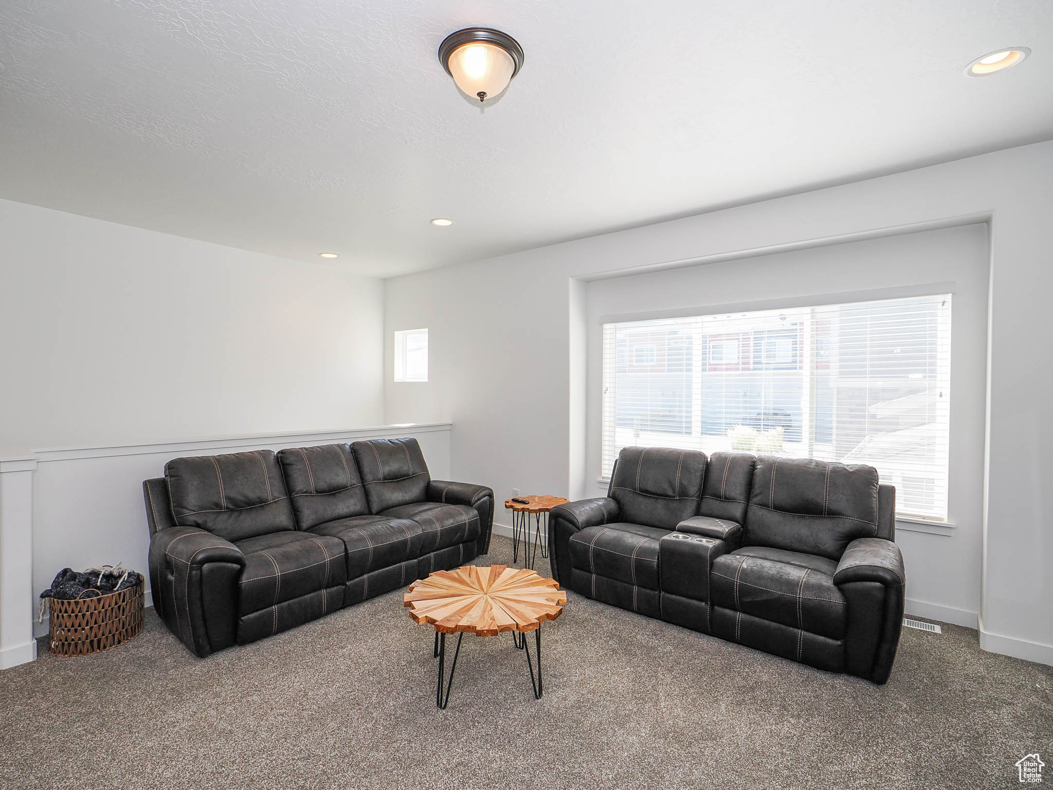 Living room with carpet flooring