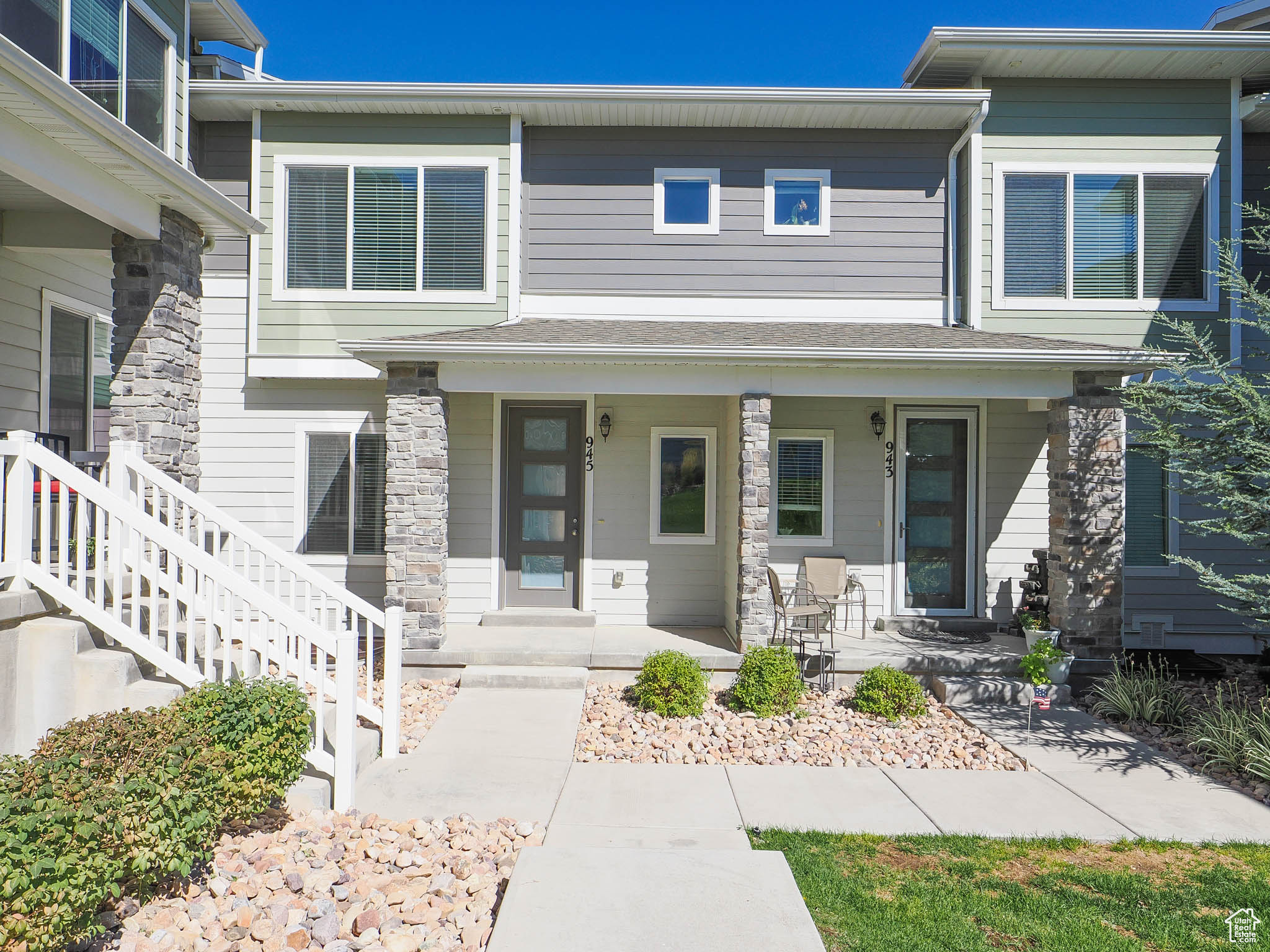 View of front of property featuring covered porch