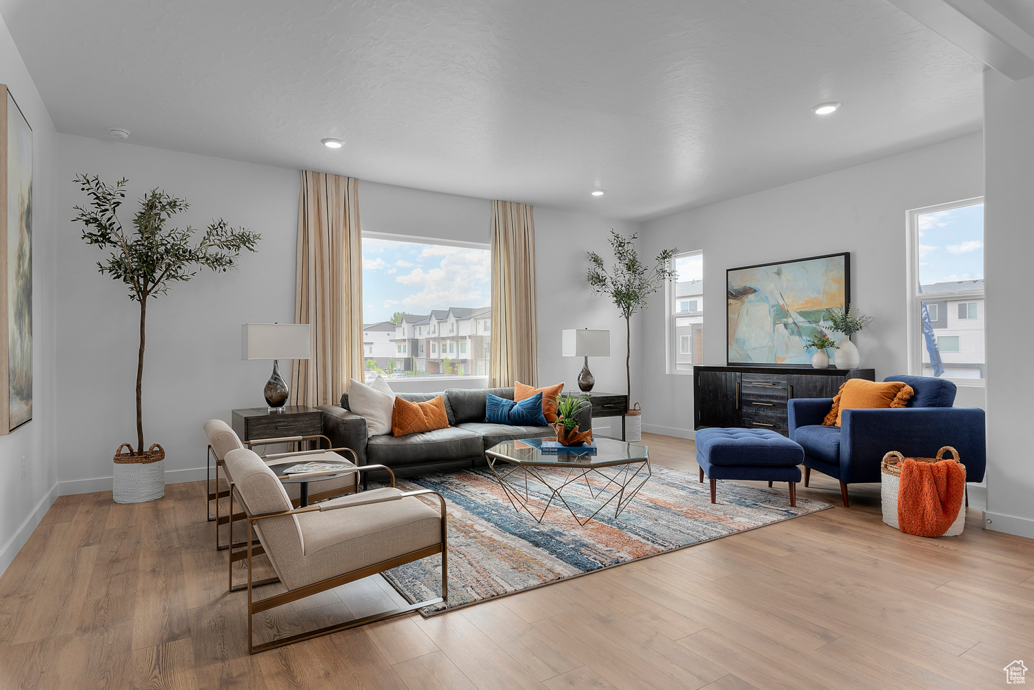 Living room featuring light wood-type flooring