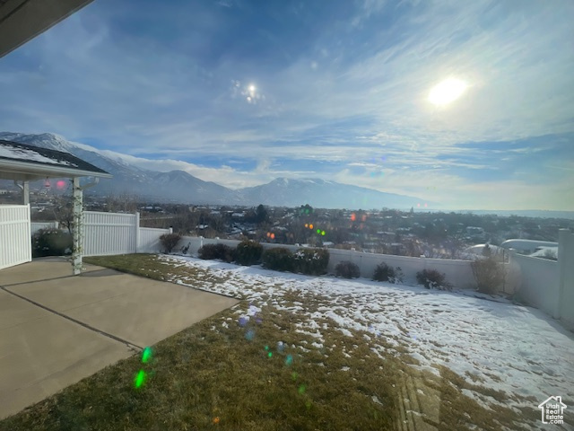 fenced backyard with views