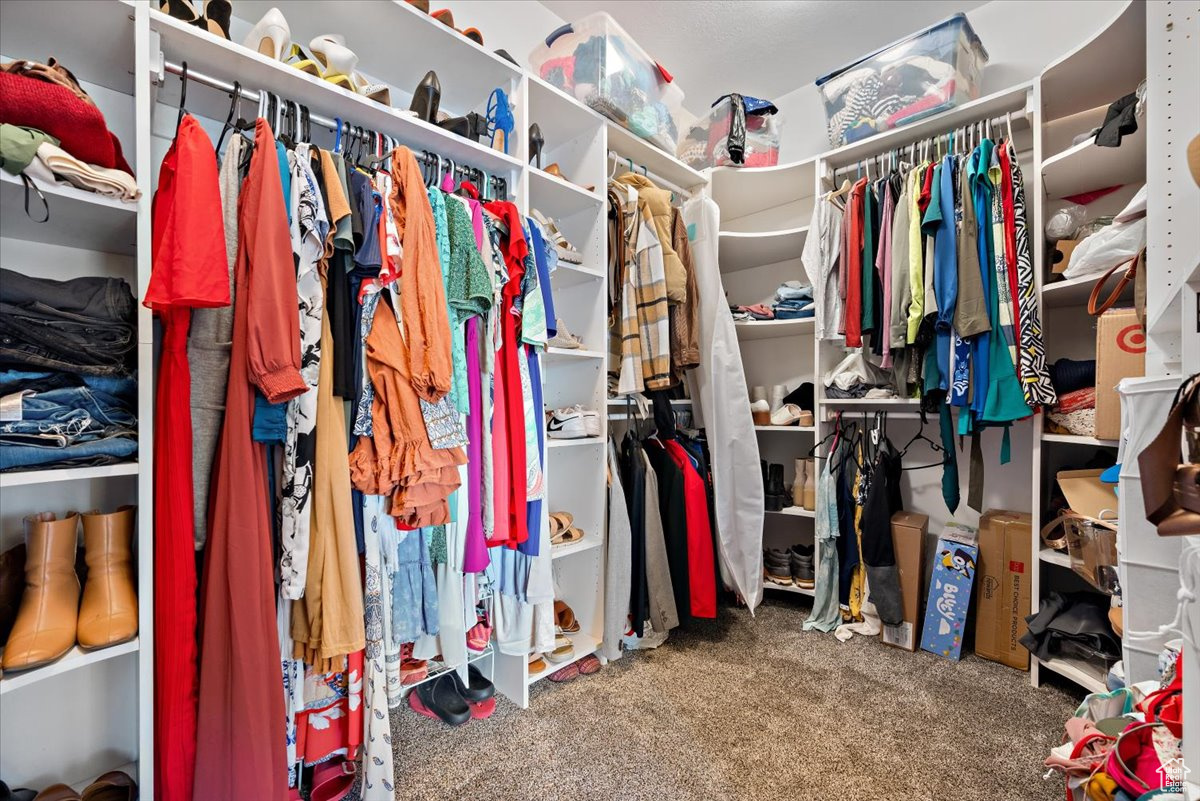 Spacious closet with carpet