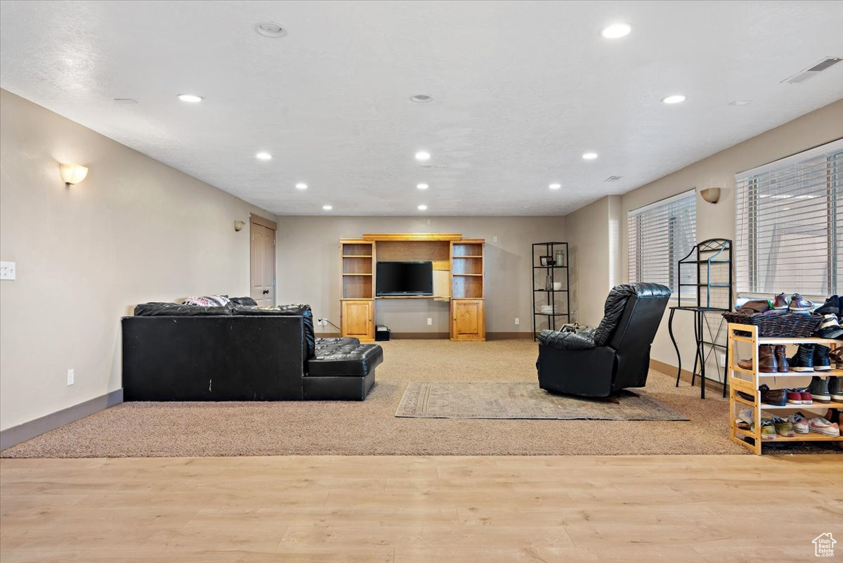 Living room featuring light wood-type flooring