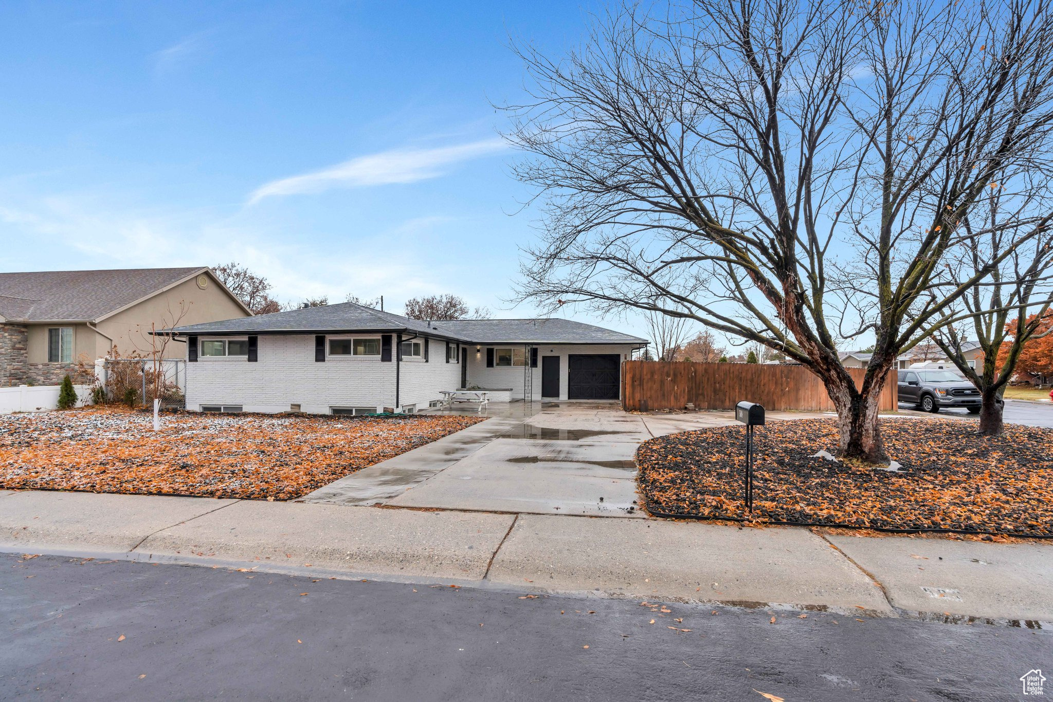 Single story home featuring a garage