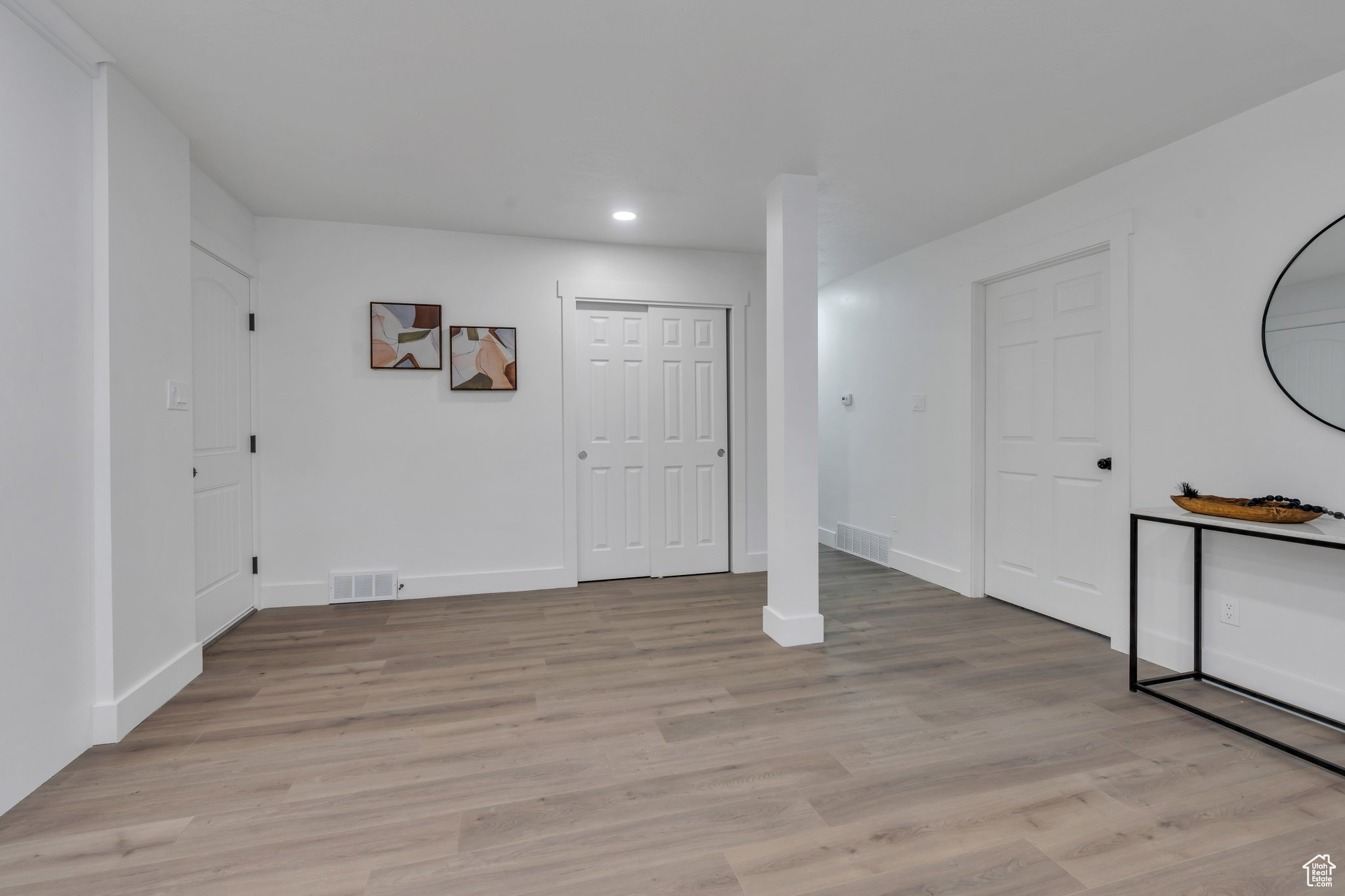 Interior space with light wood-type flooring