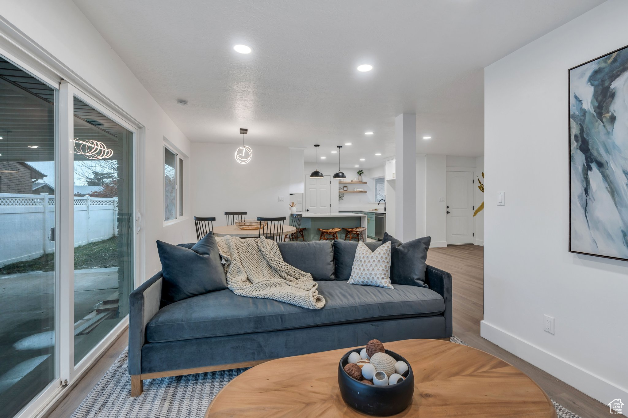 Living room featuring light hardwood / wood-style flooring