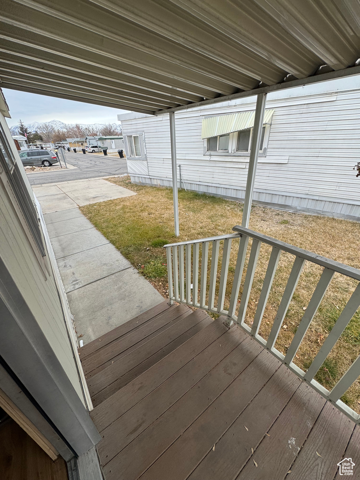 Wooden terrace with covered porch