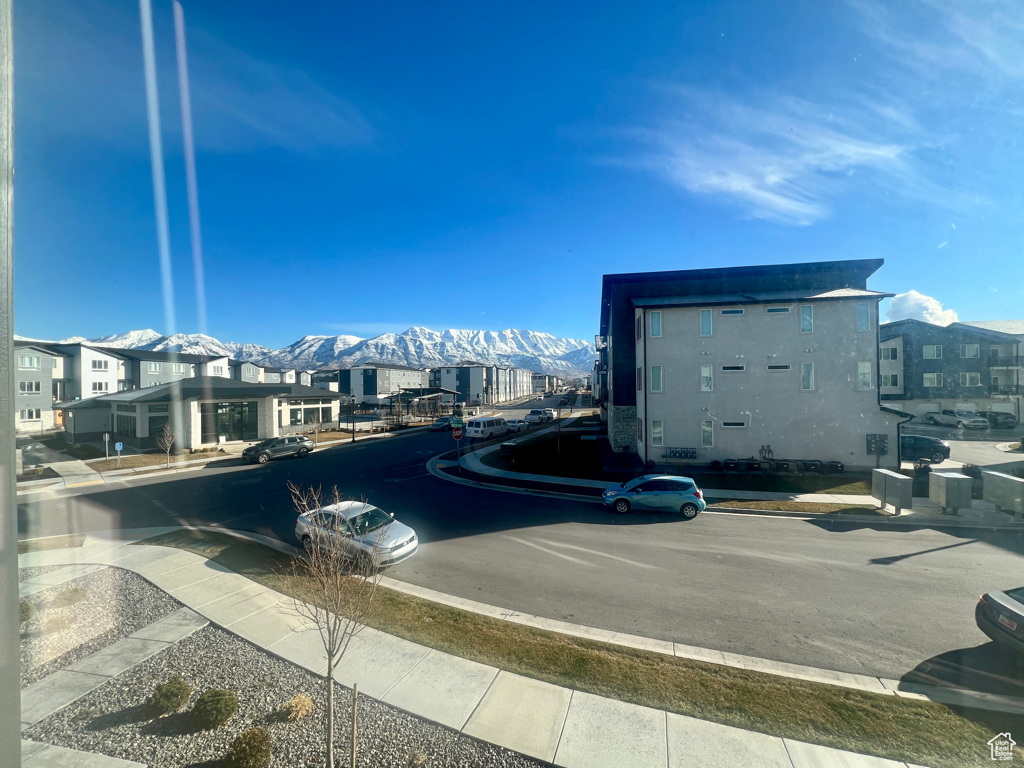 View of street with a mountain view from inside home