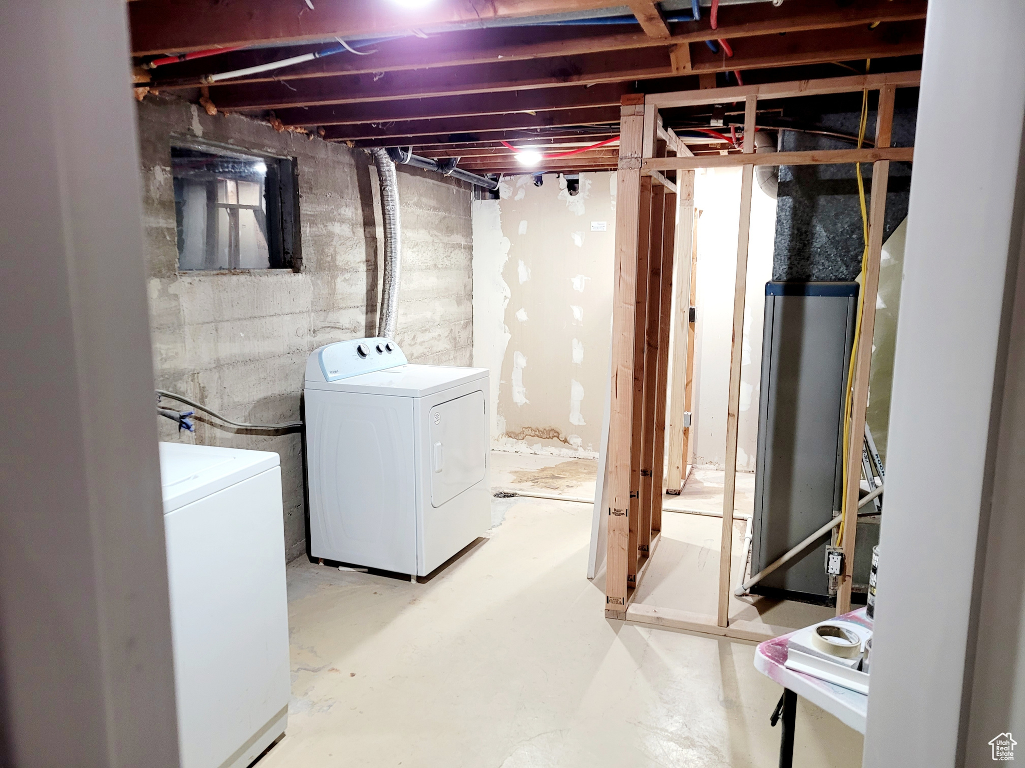 Basement featuring separate washer and dryer