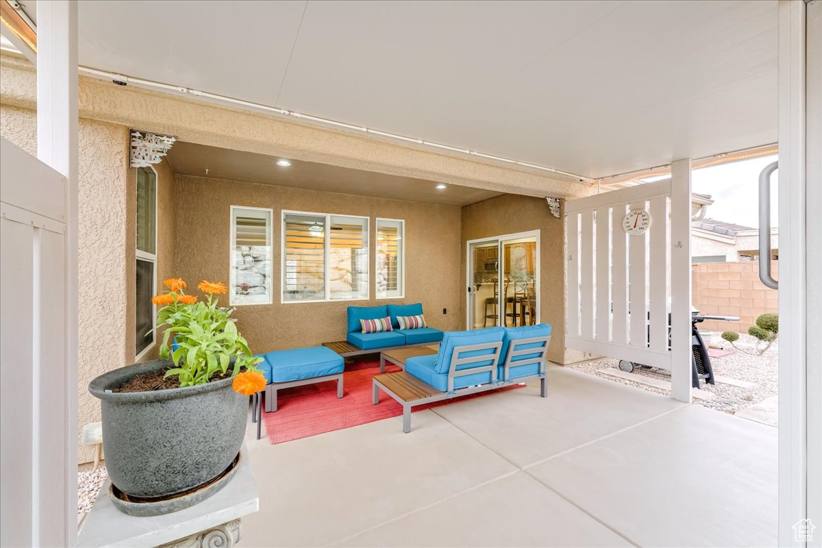 View of patio featuring outdoor lounge area