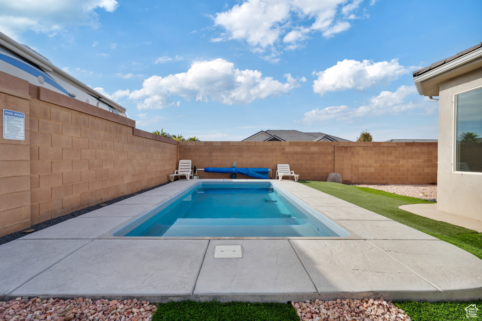 View of pool with a patio area