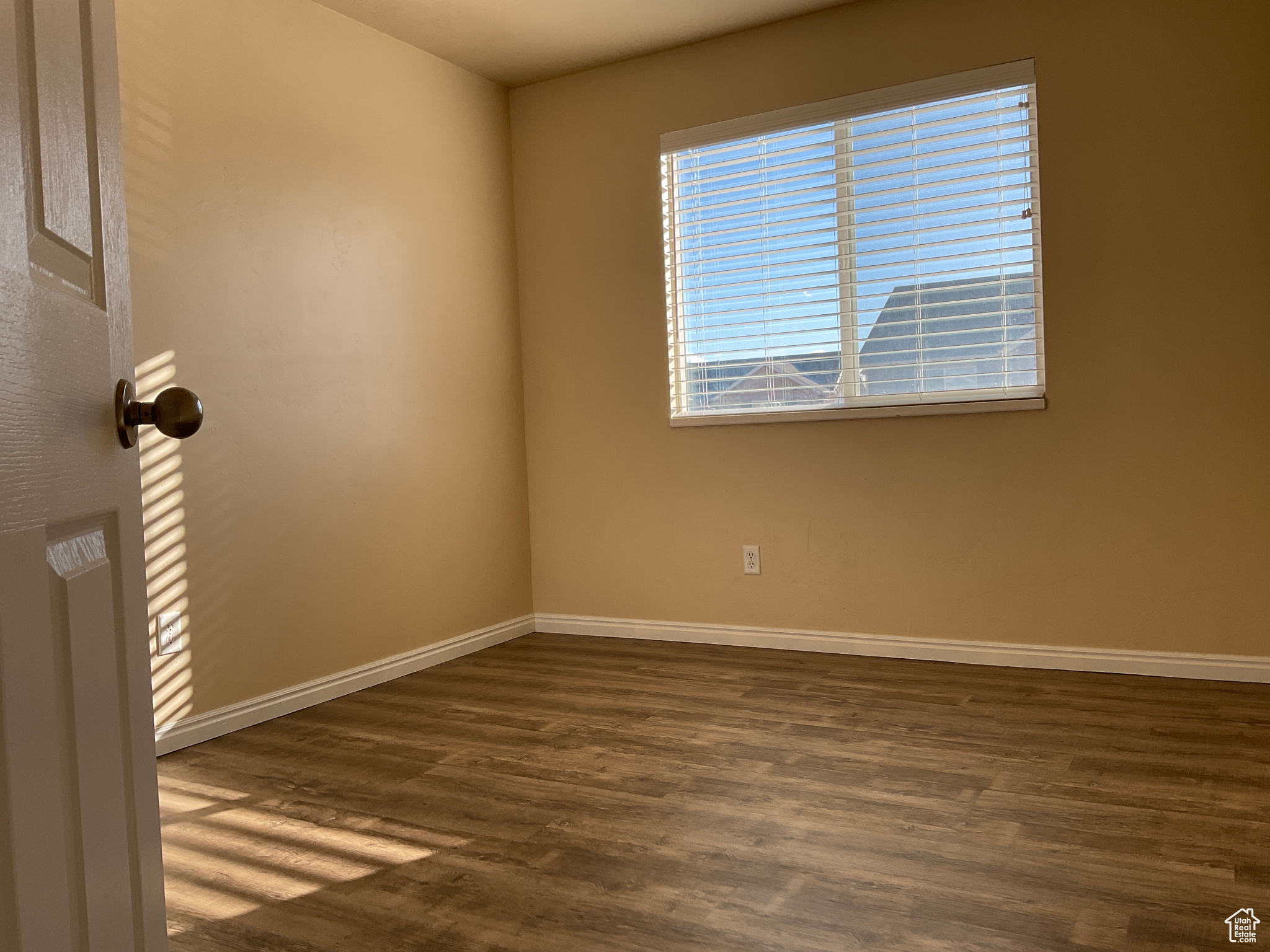 Unfurnished room featuring dark hardwood / wood-style flooring