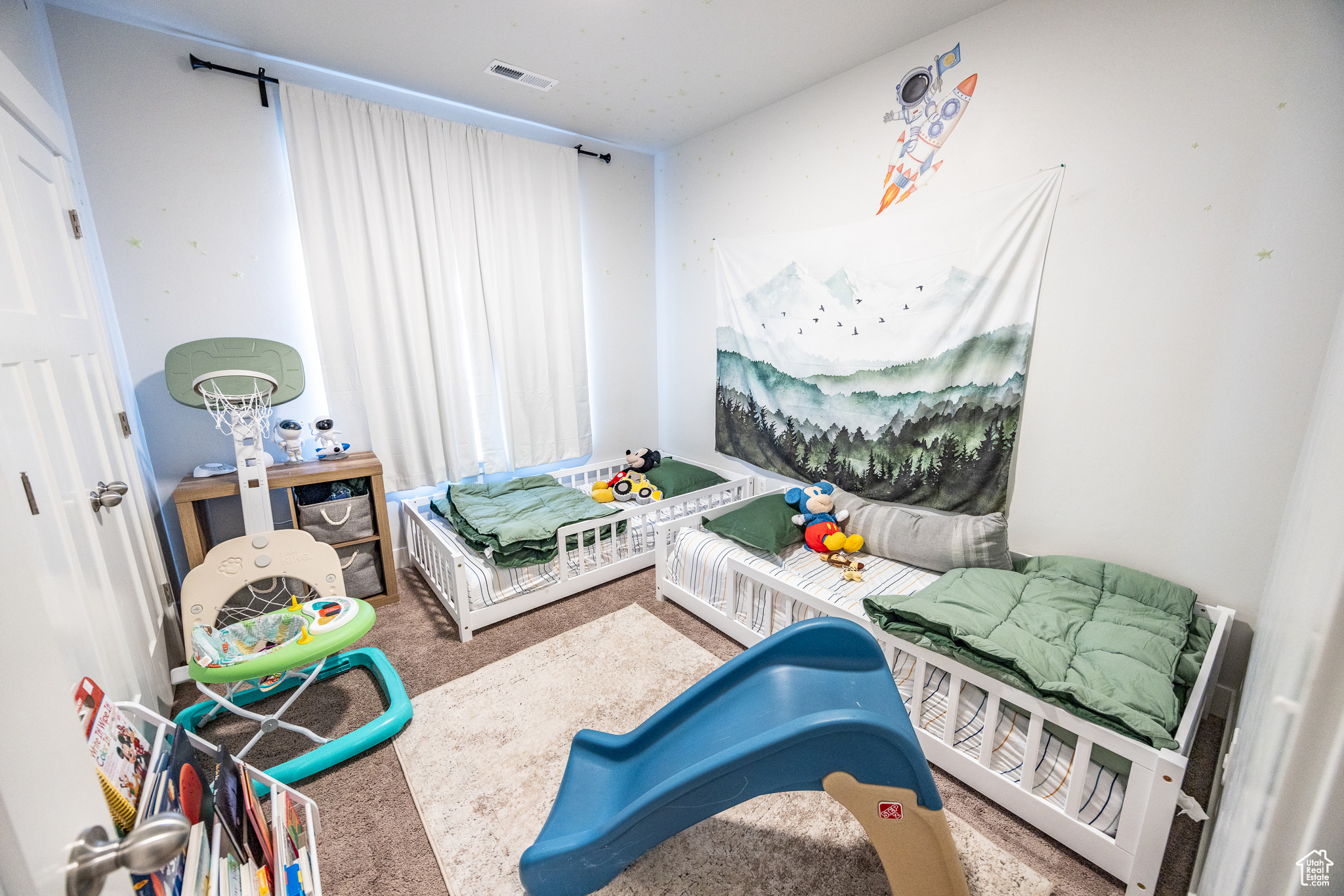 Bedroom featuring carpet