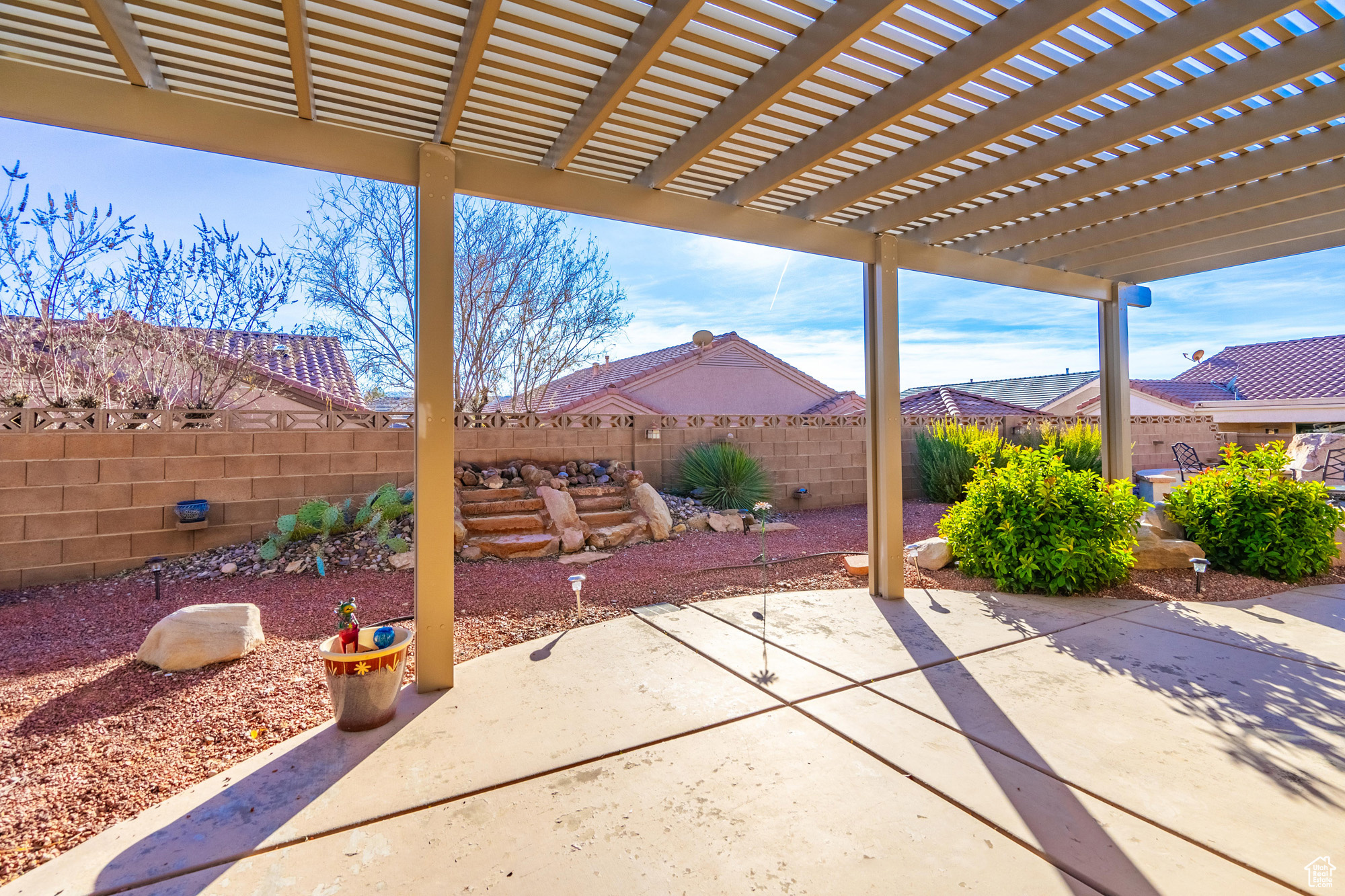 View of patio with a pergola