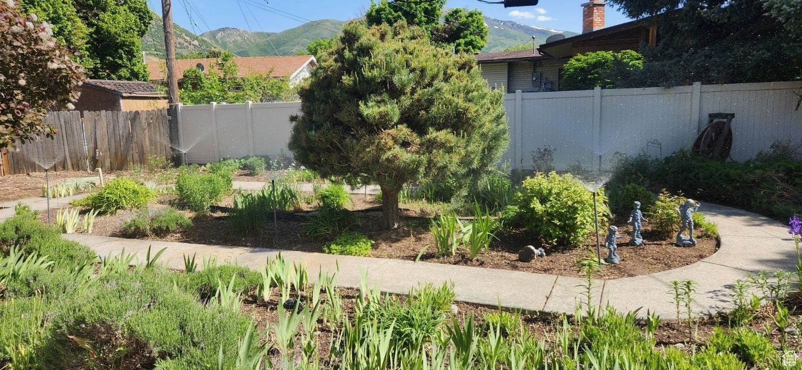 View of yard with a mountain view