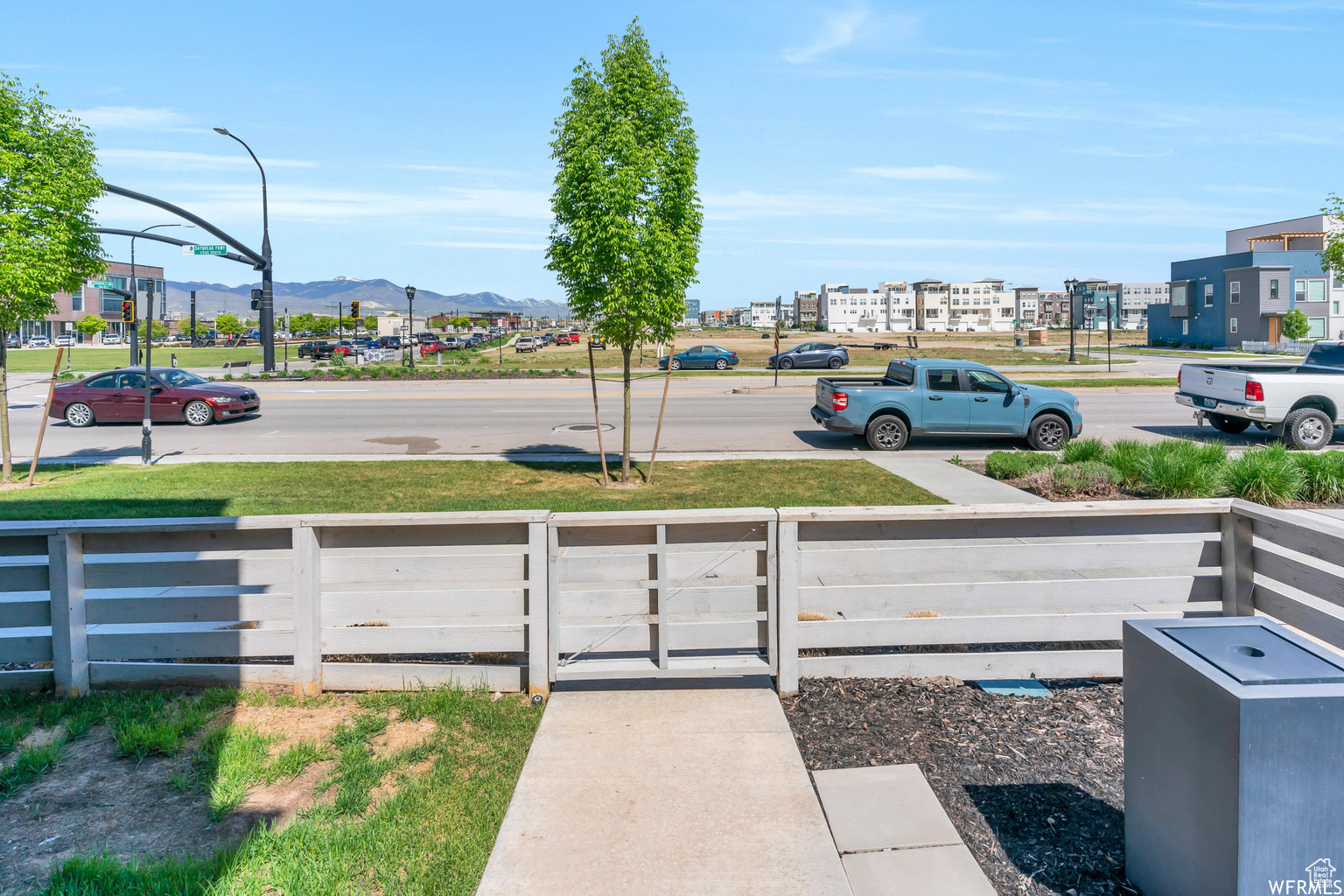 Exterior space featuring a mountain view