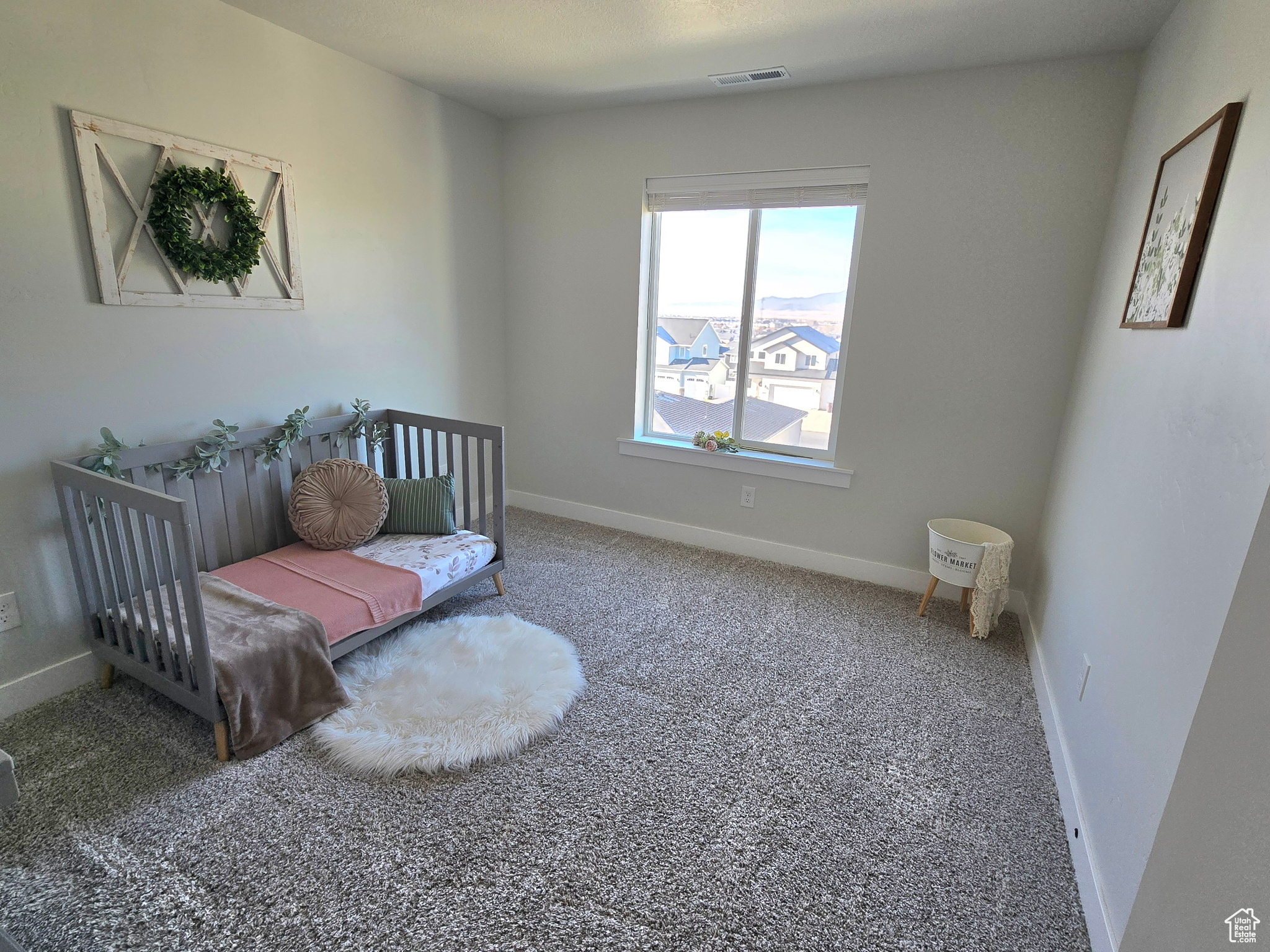 Bedroom with carpet floors