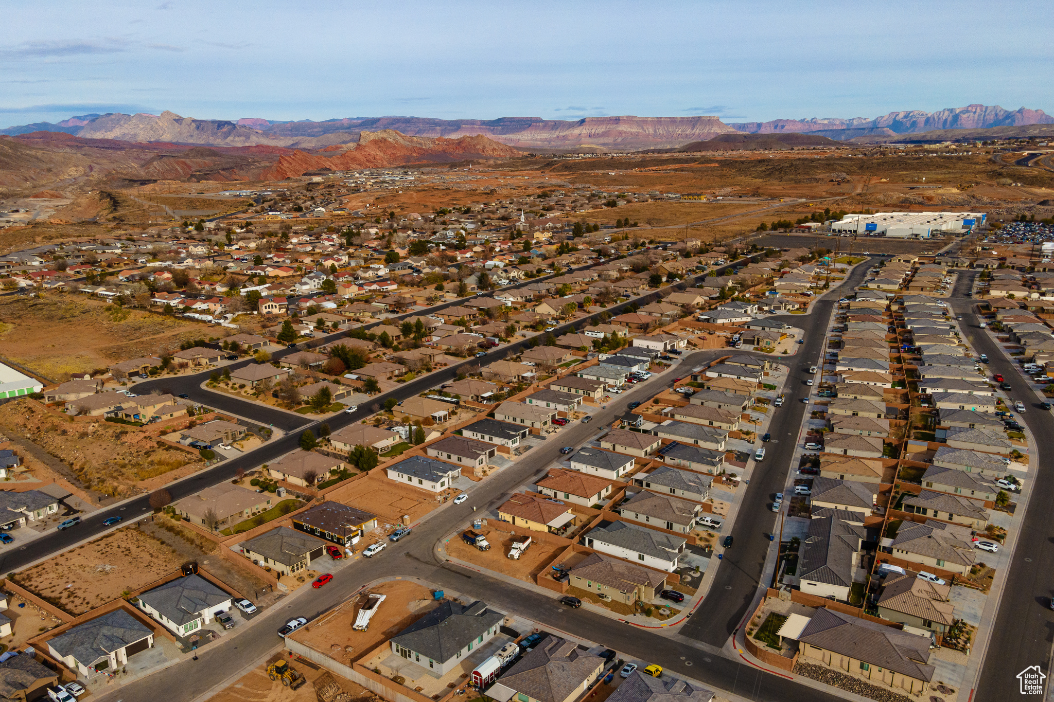 Bird's eye view with a mountain view