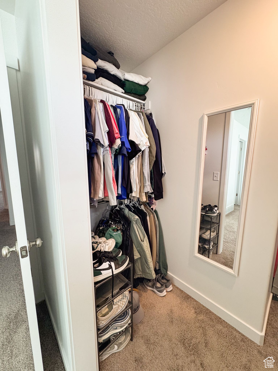 Spacious closet featuring carpet flooring