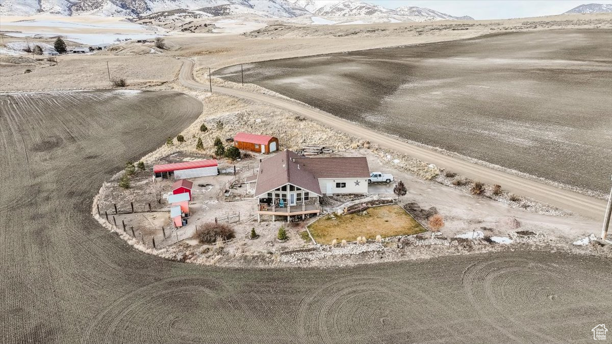 Drone / aerial view with a mountain view