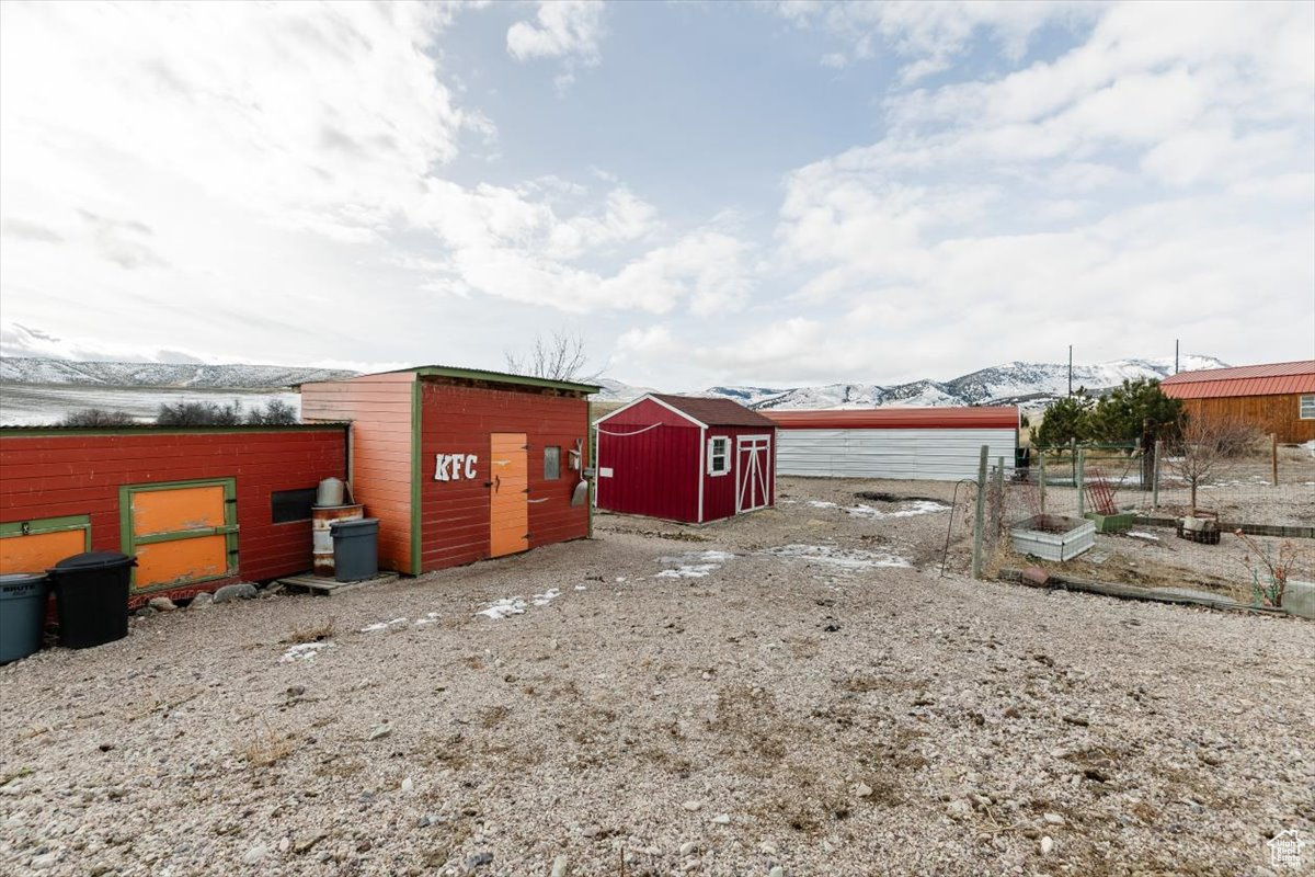 Exterior space with a mountain view