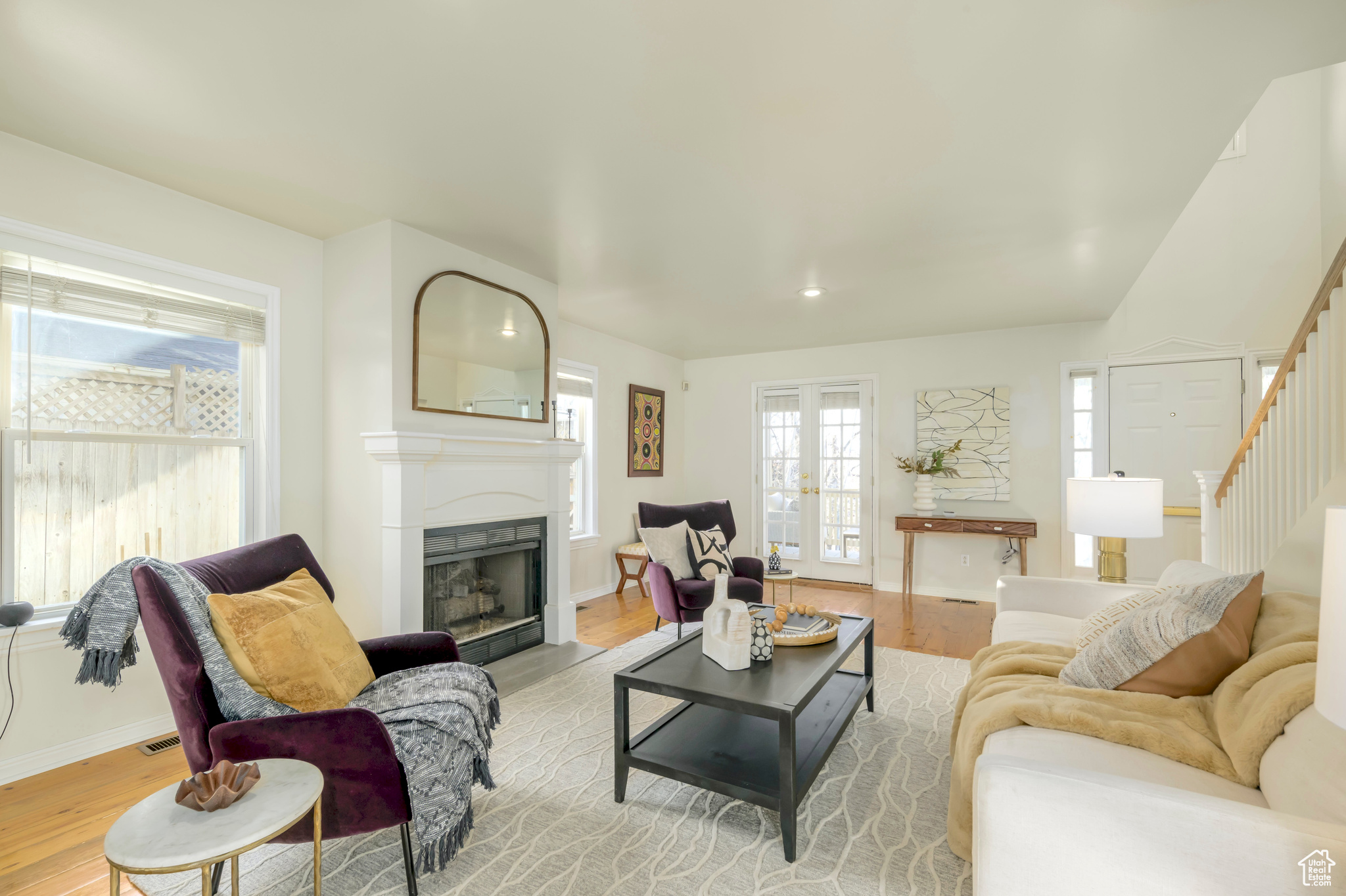 Living room featuring light hardwood / wood-style flooring