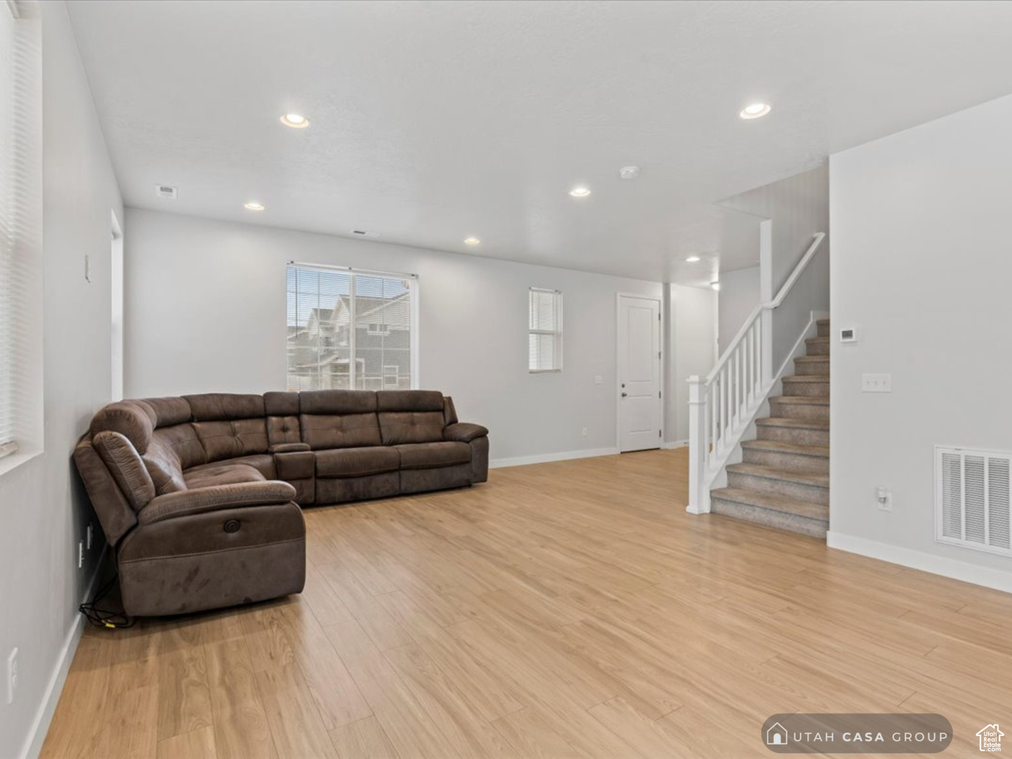 Living room featuring light wood-type flooring