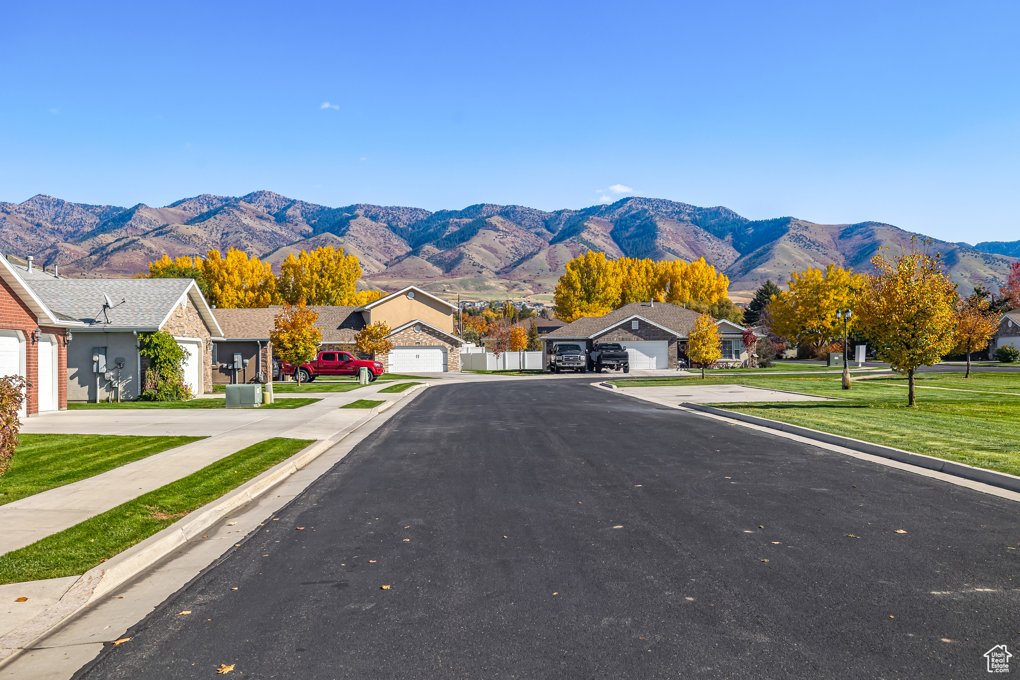 View of street with a mountain view