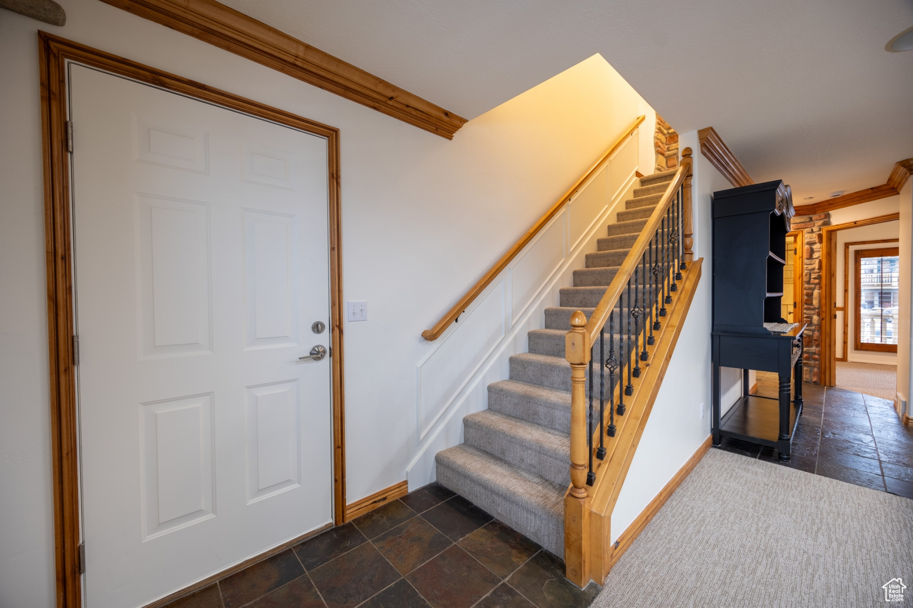 Stairs with crown molding