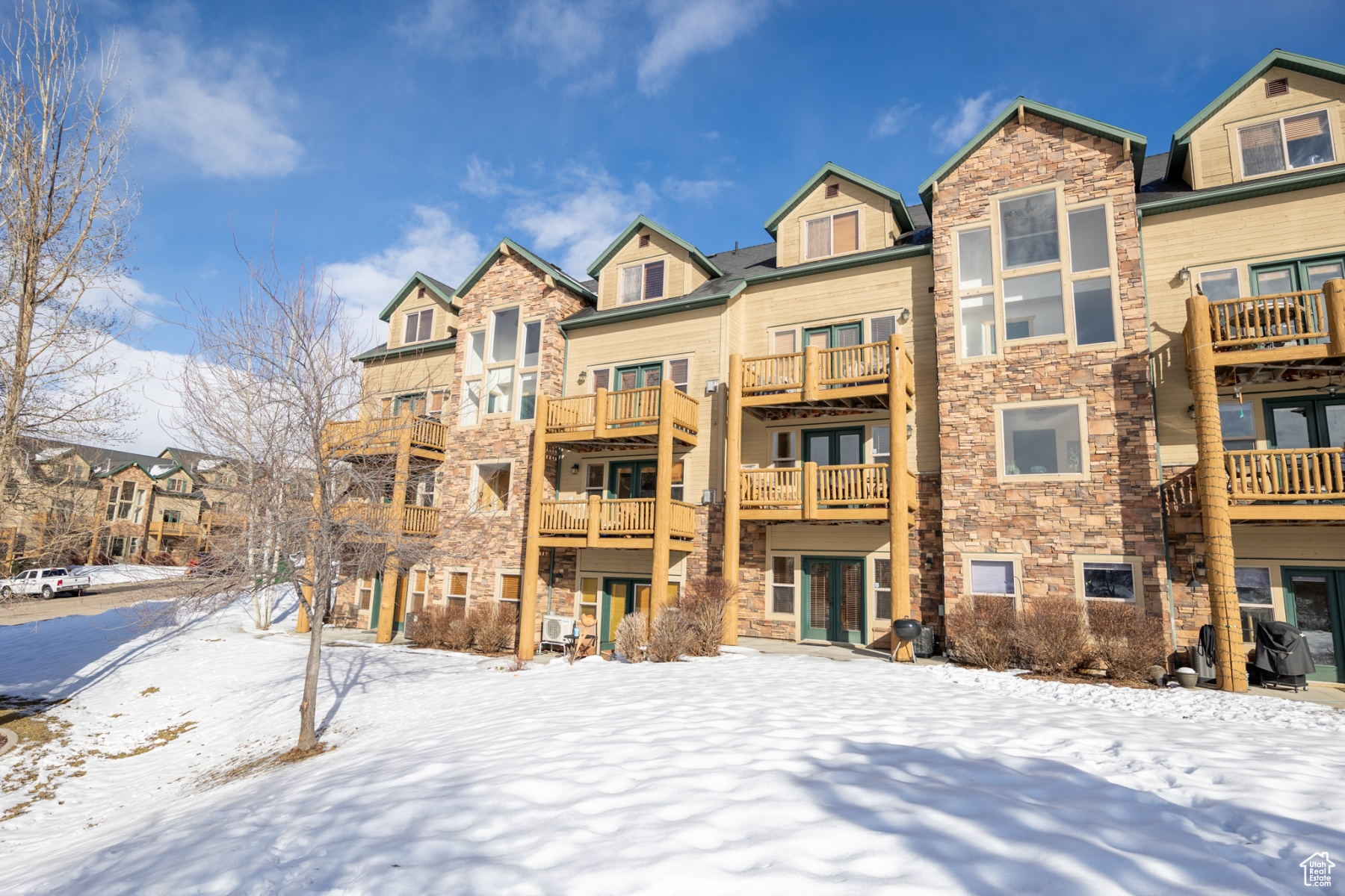 View of snow covered property