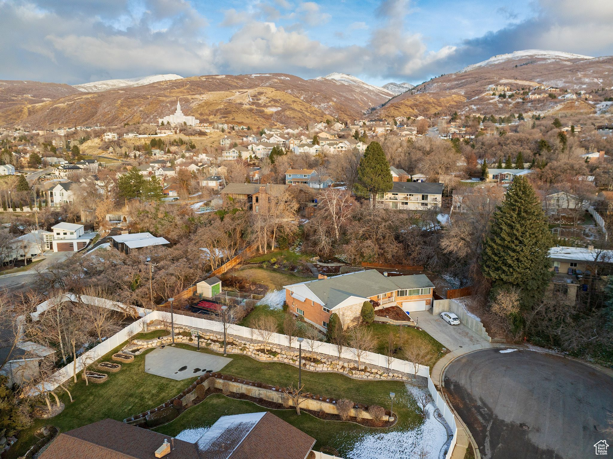 Drone / aerial view with a mountain view