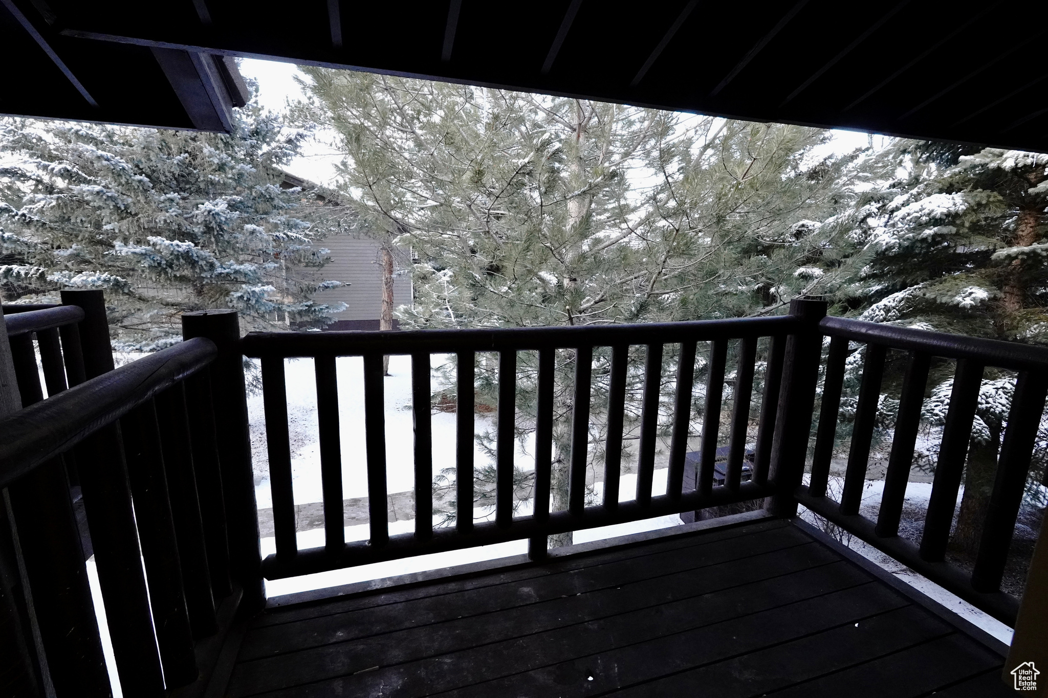 View of snow covered deck