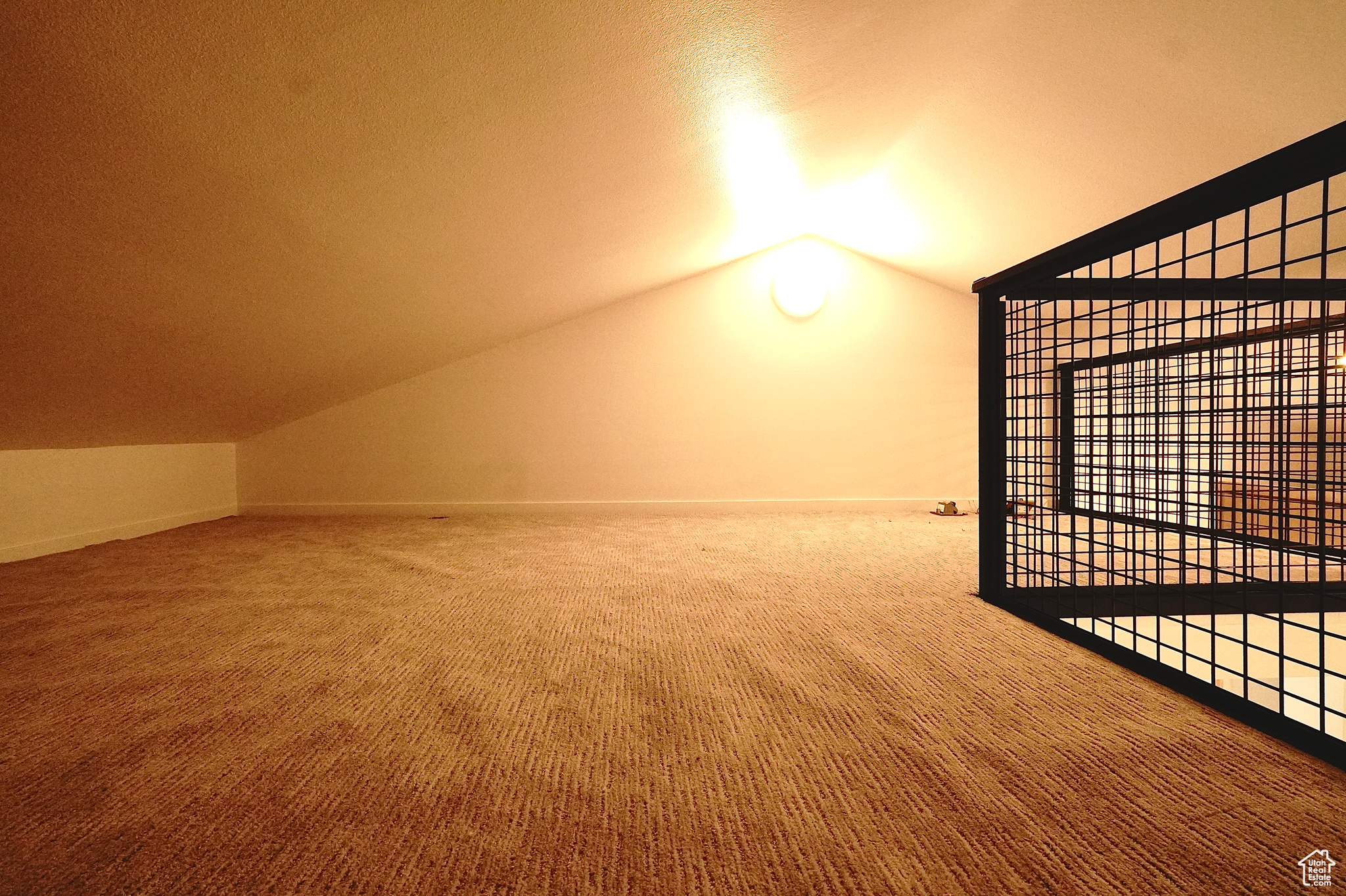 Bonus room with carpet flooring and vaulted ceiling