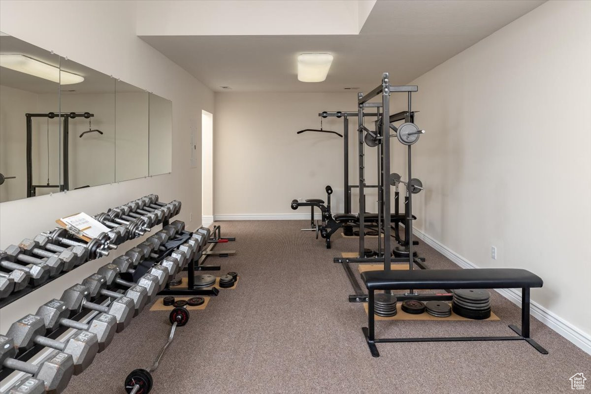 View of workout area could be a family room